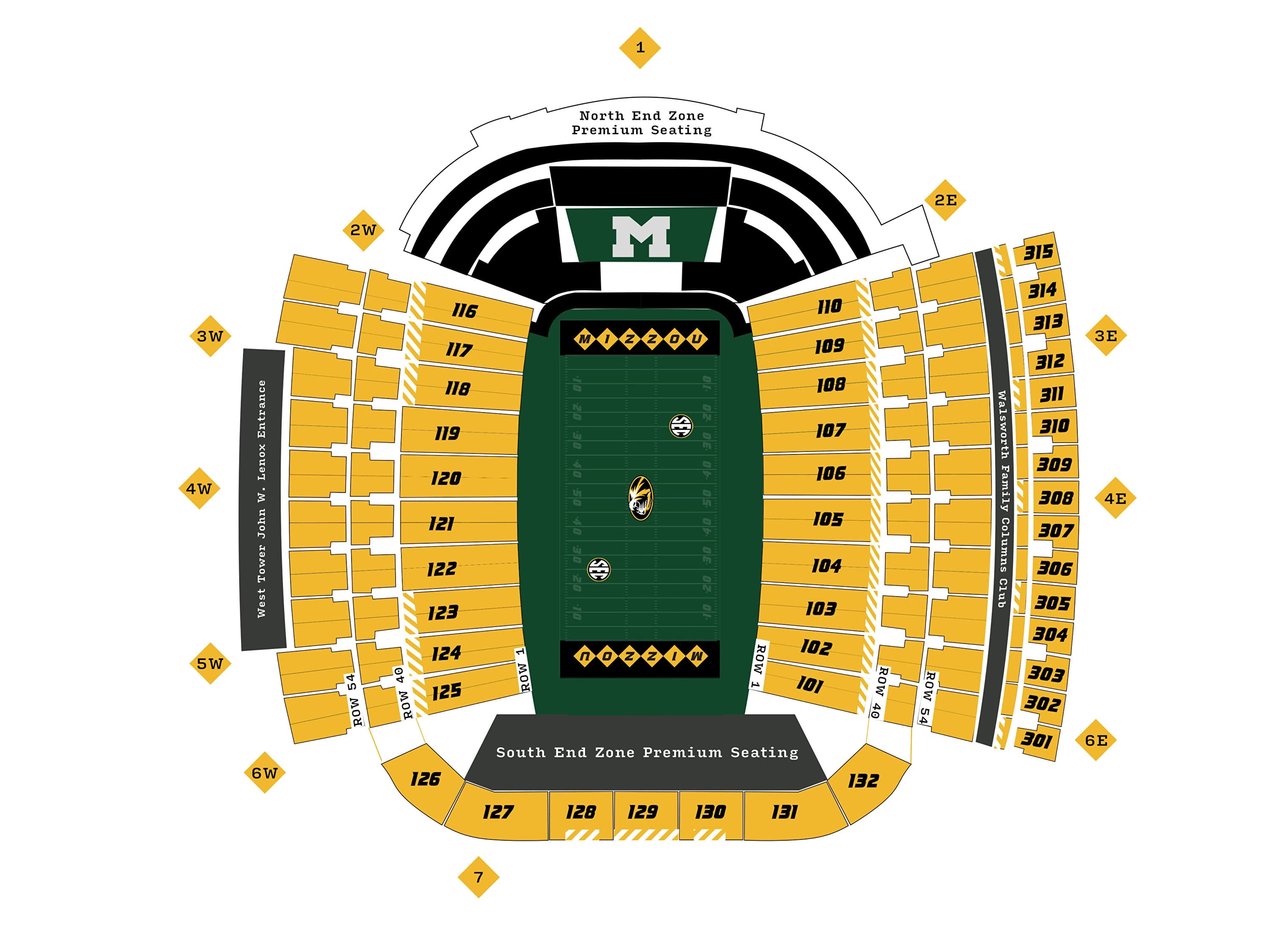 Faurot Field: Seating chart, Football · 2026. Use the source chart for section and row details.
