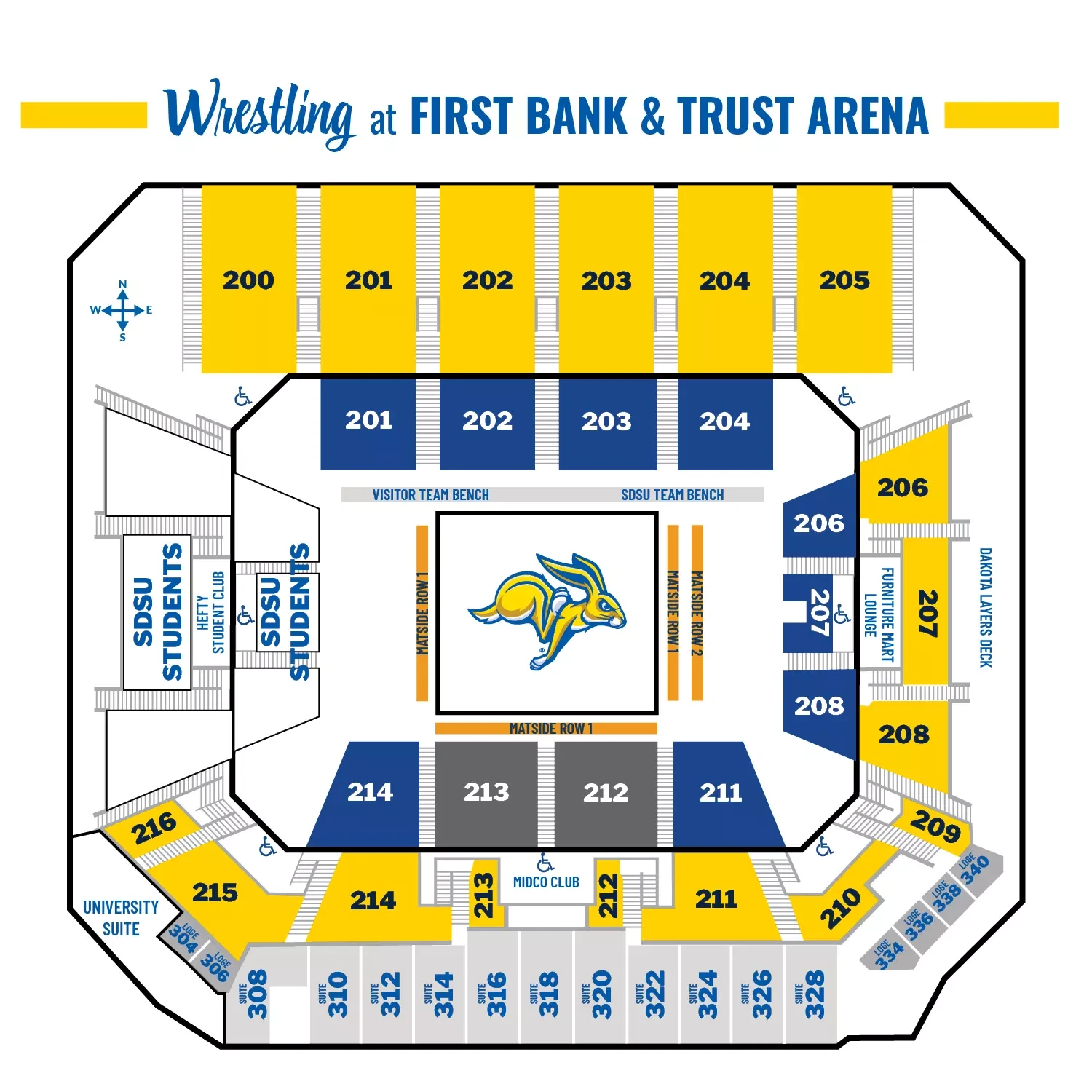 First Bank & Trust Arena: Seating chart, Wrestling — renovated First Bank & Trust Arena. Use the source chart for section and row details.