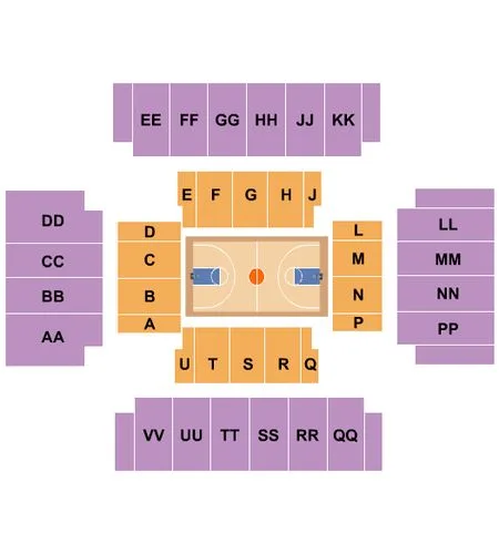 First National Bank Arena: Seating chart, Basketball seating sections. Use the source chart for section and row details.