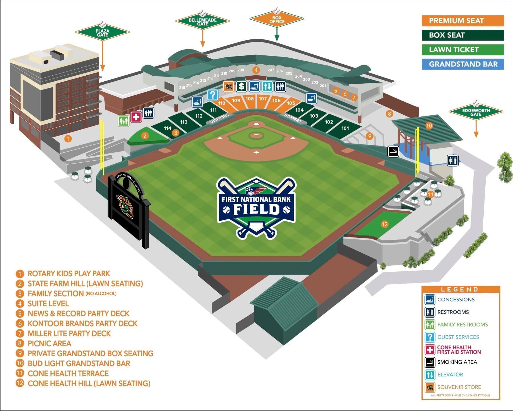 First National Bank Field: Seating chart, First National Bank Field — official 2026 sections, gates and amenities. Use the source chart for section and row details.