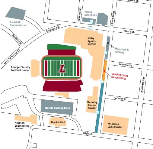 Fisher Stadium: Venue layout, Football parking · older official diagram. Use the original map for routes and visitor facilities.