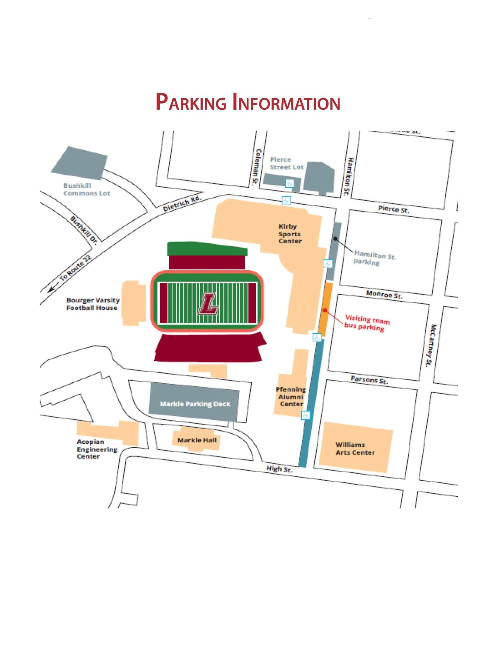 Fisher Stadium: Venue layout, Stadium approach streets and parking — owner’s linked September 2025 PDF. Use the original map for routes and visitor facilities.