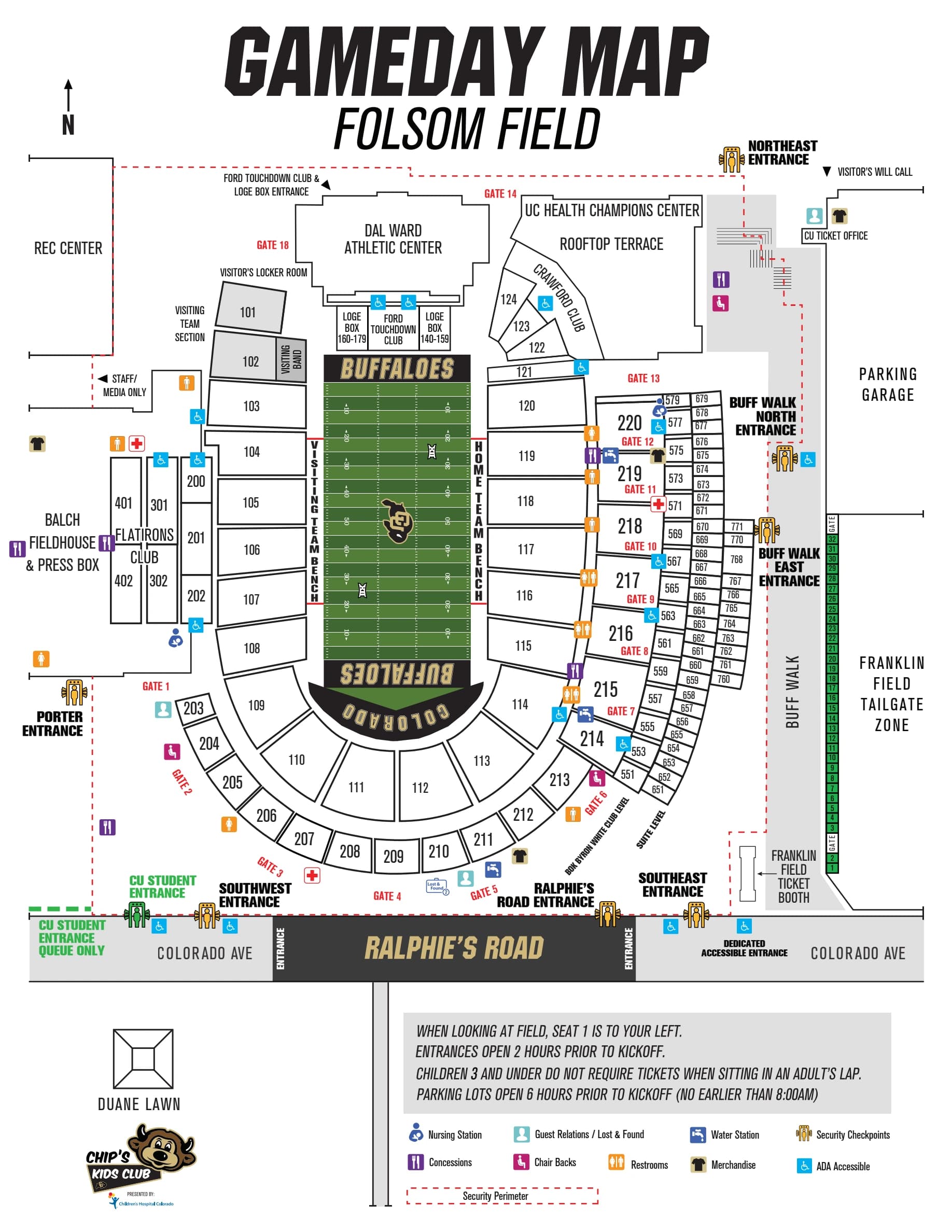 Folsom Field: Seating chart, Folsom Field — official 2026 sections, entrances and amenities. Use the source chart for section and row details.