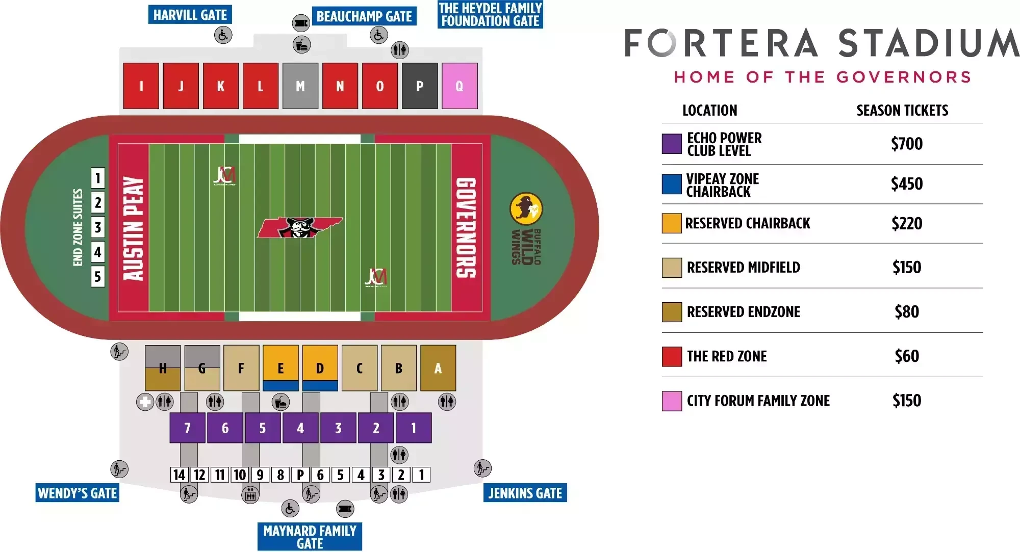 Maynard Family Field at Fortera Stadium: Seating chart, Fortera Stadium — official 2026 section and season-ticket chart. Use the source chart for section and row details.