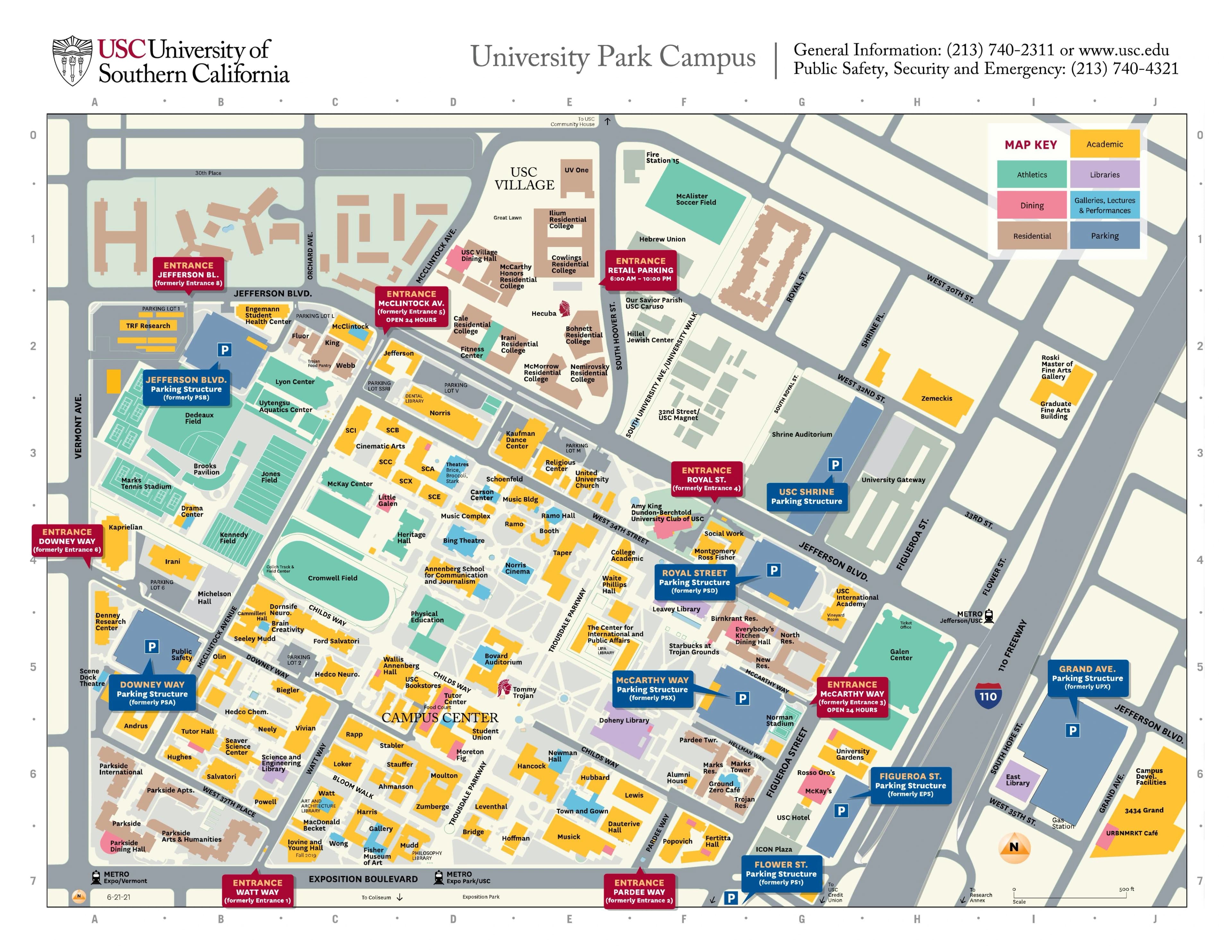 Galen Center: Venue layout, USC campus parking and Galen Center approach — November 2025 plan. Use the original map for routes and visitor facilities.