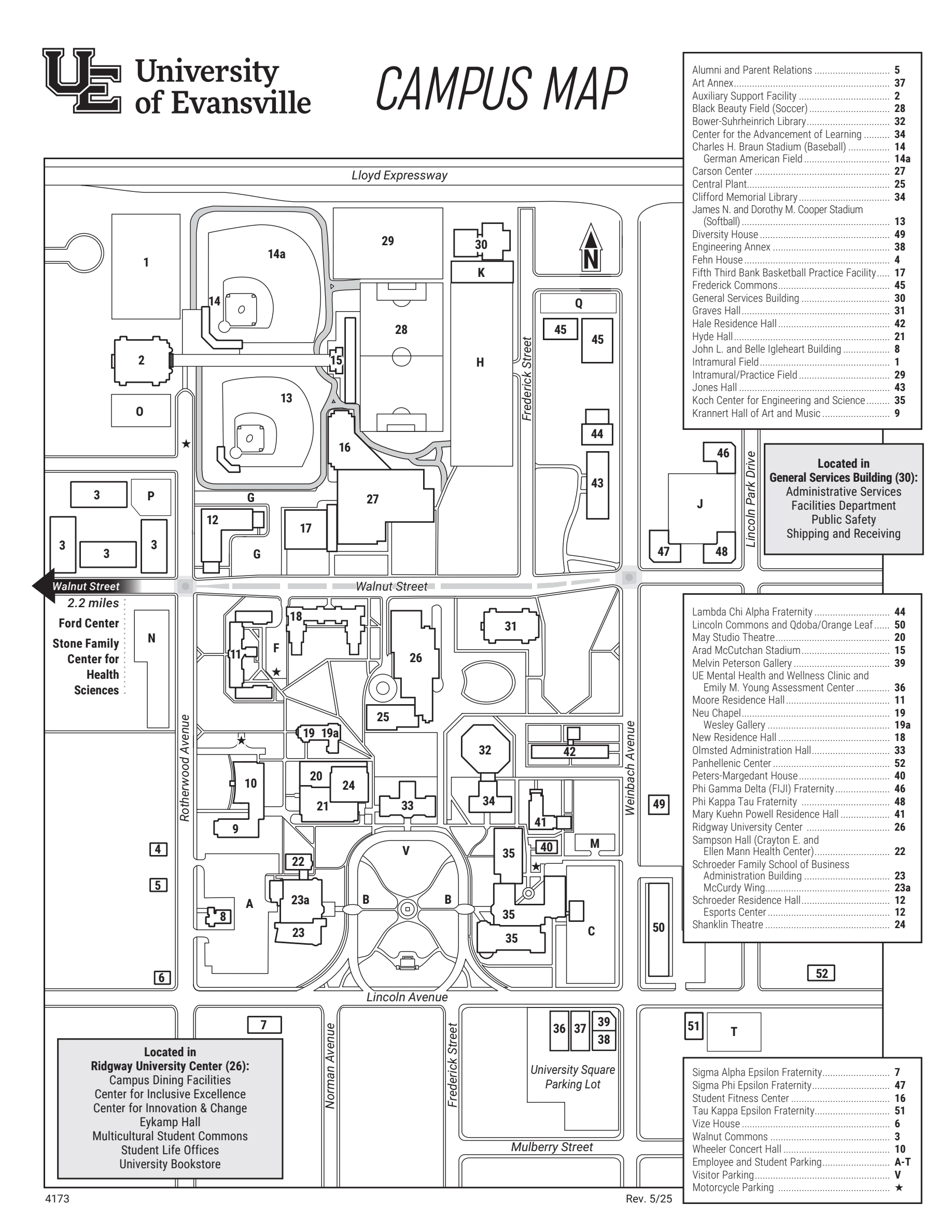 German American Bank Field at Charles H. Braun Stadium: Venue layout, Braun Stadium — official campus arrival map revised May 2025. Use the original map for routes and visitor facilities.
