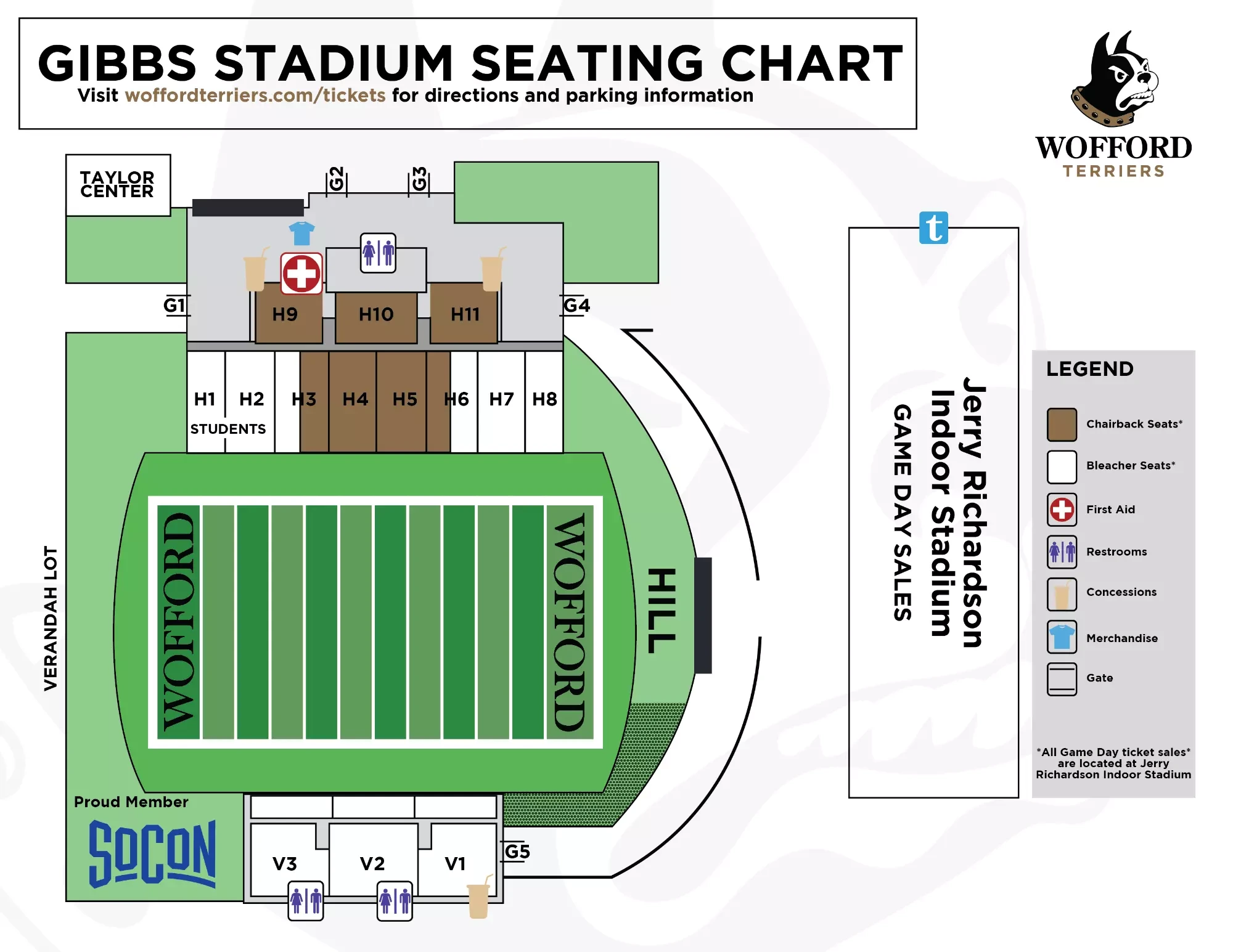 Mike Ayers Field at Gibbs Stadium: Seating chart, Gibbs Stadium — official current-linked 2024 seating and amenities chart. Use the source chart for section and row details.