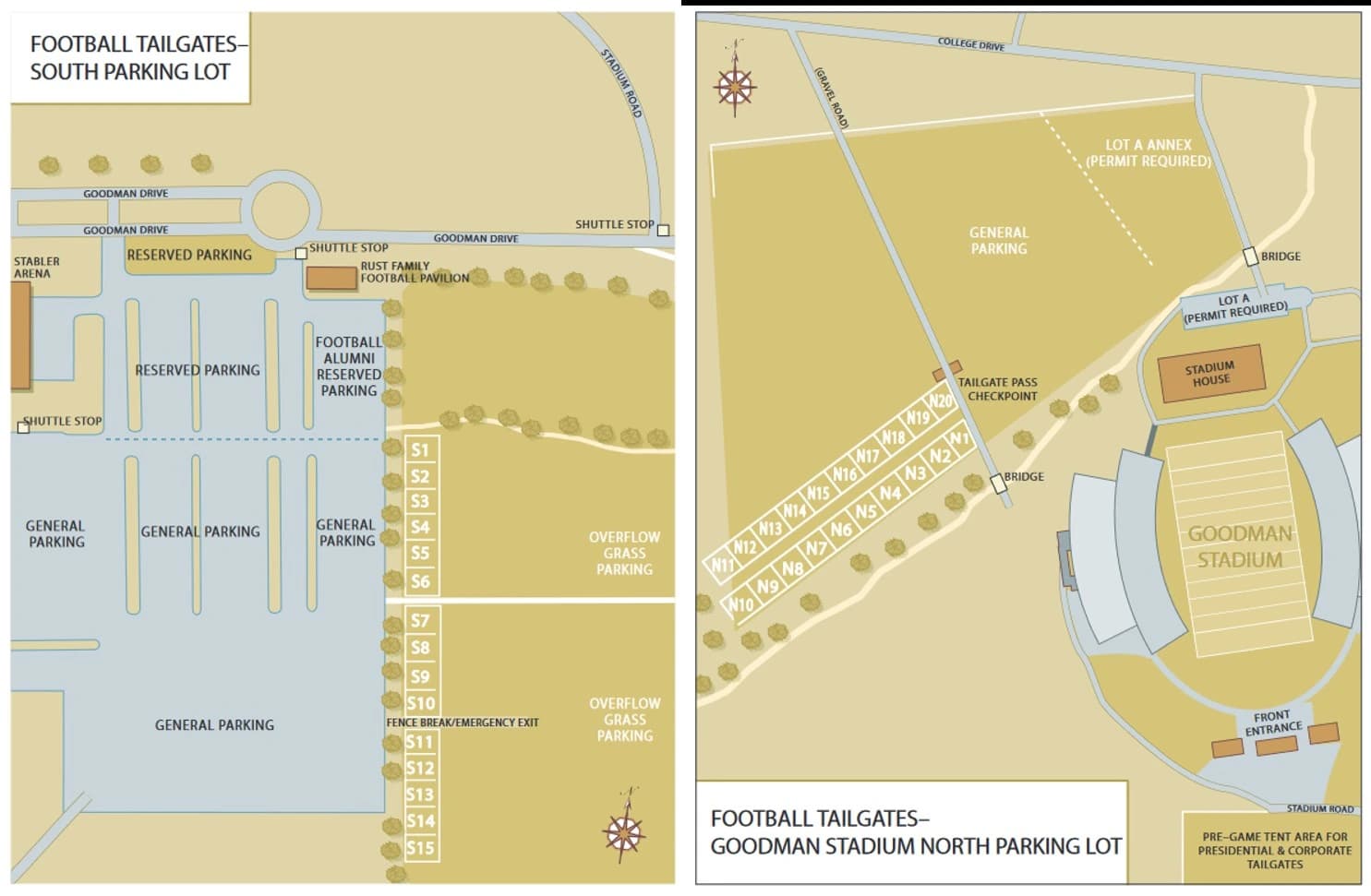 Goodman Stadium: Venue layout, Goodman Stadium — official current-linked reserved tailgate plans. Use the original map for routes and visitor facilities.