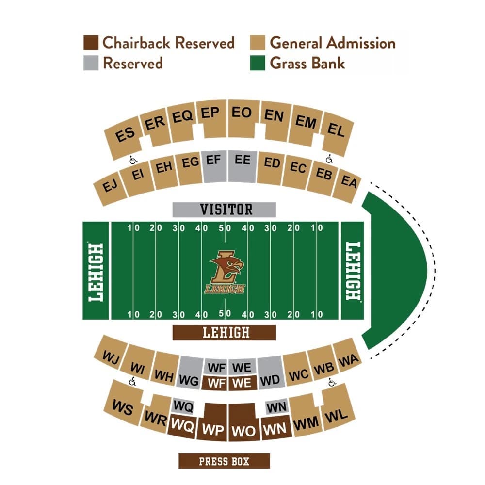 Goodman Stadium: Seating chart, Goodman Stadium — official current-linked football section chart. Use the source chart for section and row details.