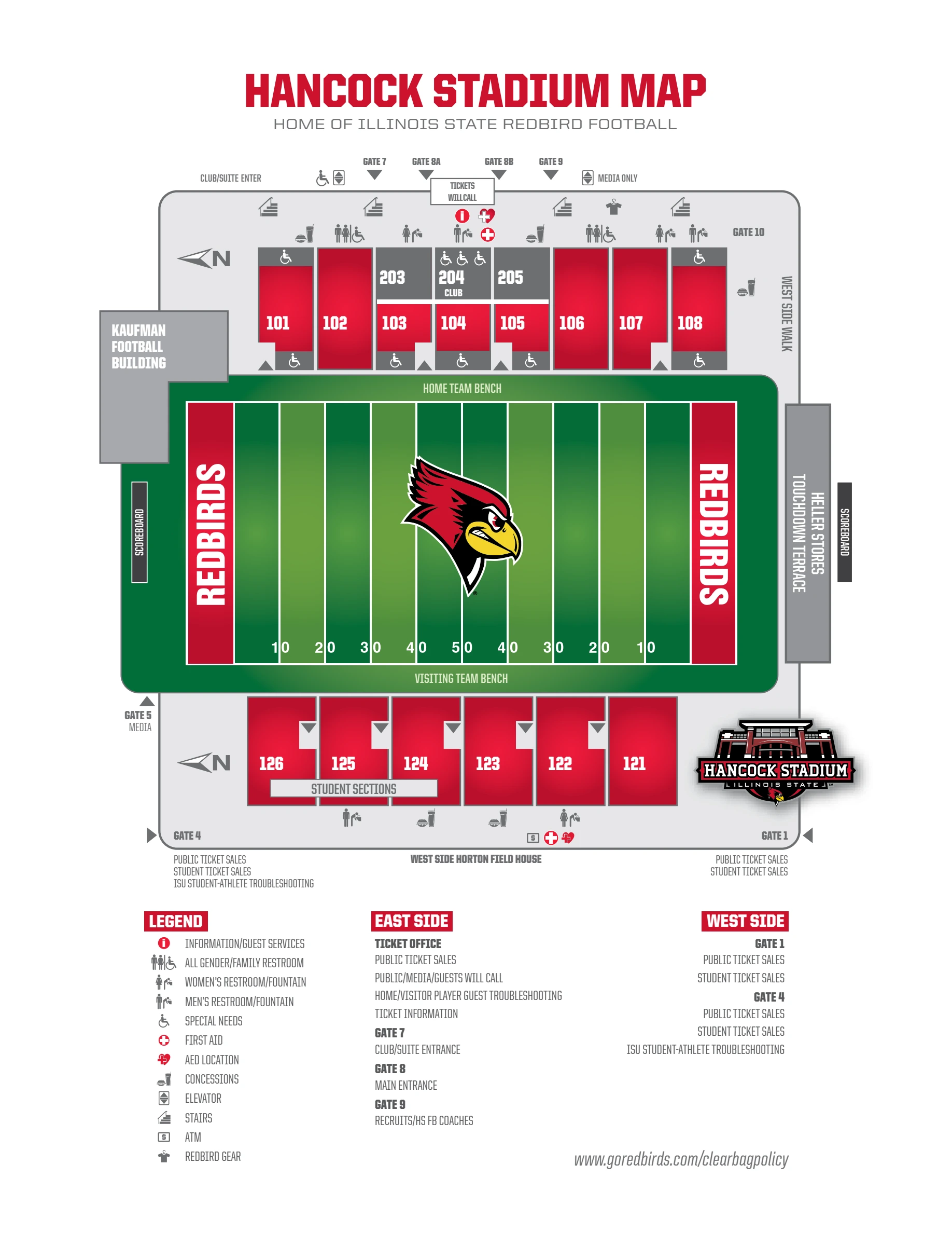 Hancock Stadium: Seating chart, Hancock Stadium — official 2026 seating and facilities chart. Use the source chart for section and row details.