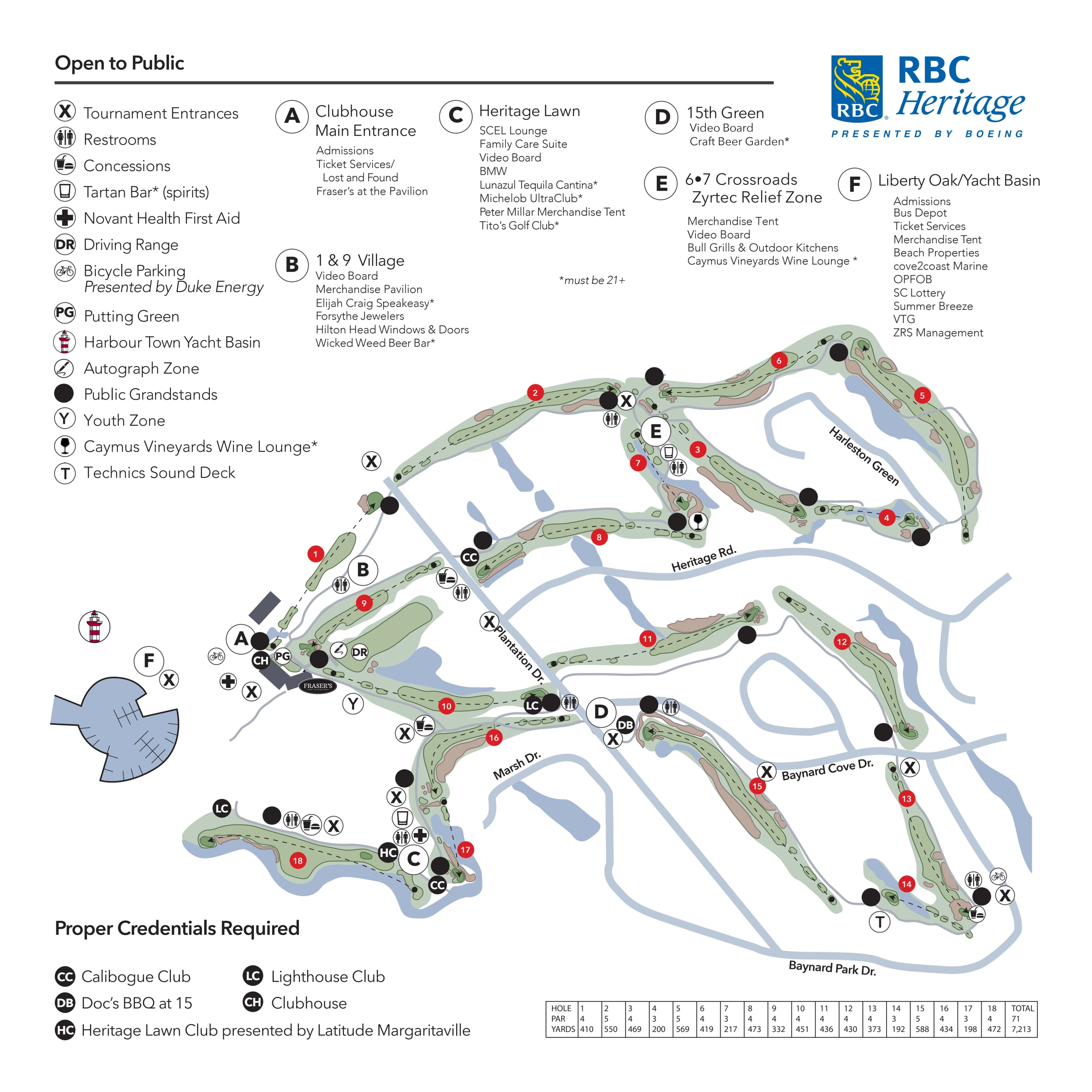 Harbour Town Golf Links: Venue layout, 2026 RBC Heritage · Harbour Town course and patron access. Use the original map for routes and visitor facilities.