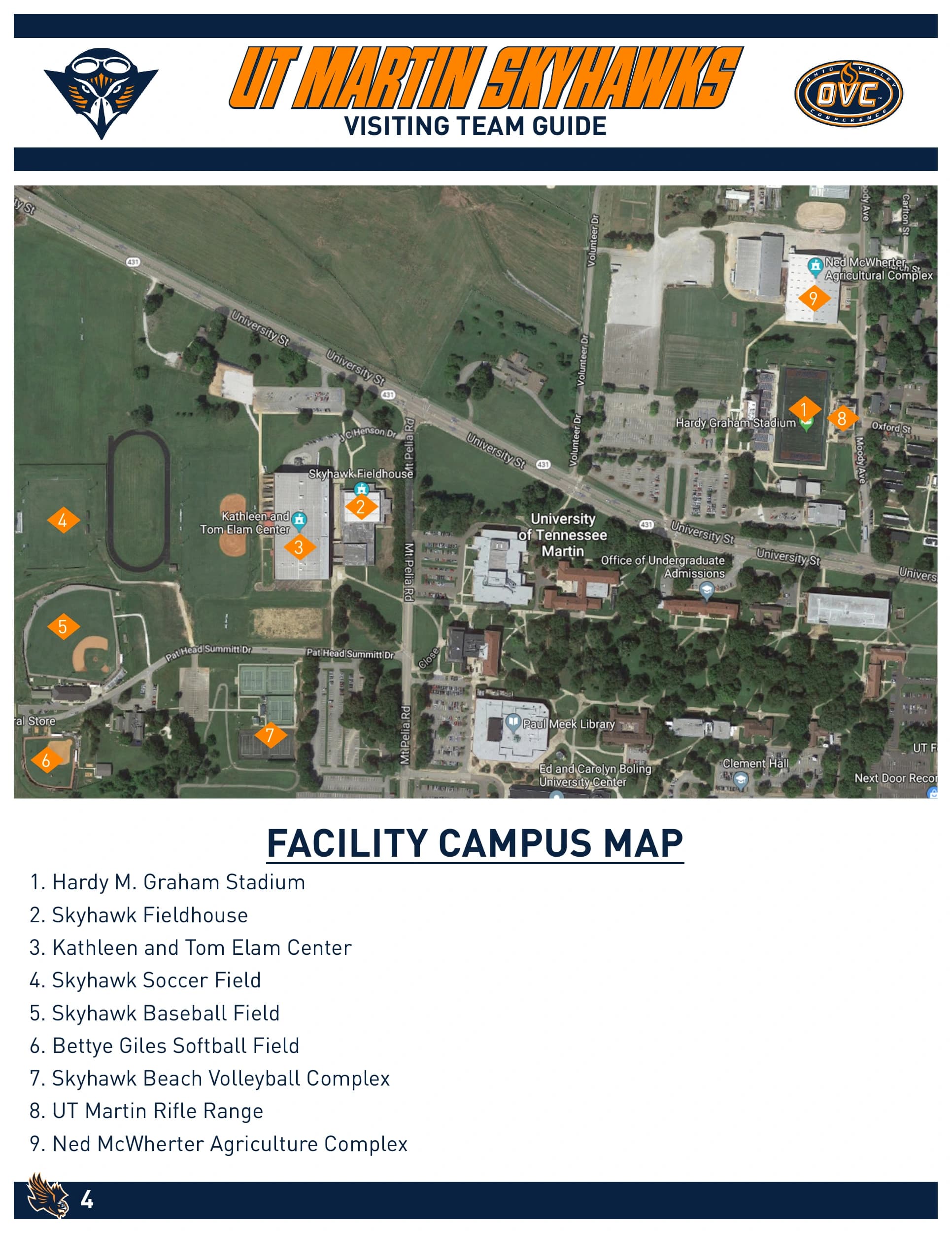 H.K. Grantham Field at Hardy M. Graham Stadium: Venue layout, 2023 visitor-guide campus orientation plan, complete PDF page 4. Use the original map for routes and visitor facilities.