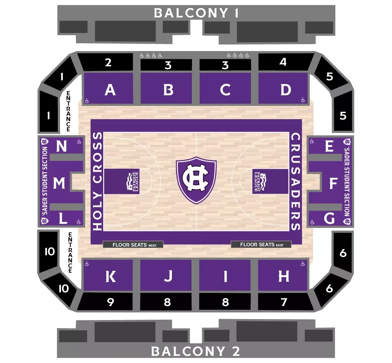 Hart Center at the Luth Athletics Complex: Seating chart, Hart Center Arena — official basketball chart, November 2024 source. Use the source chart for section and row details.
