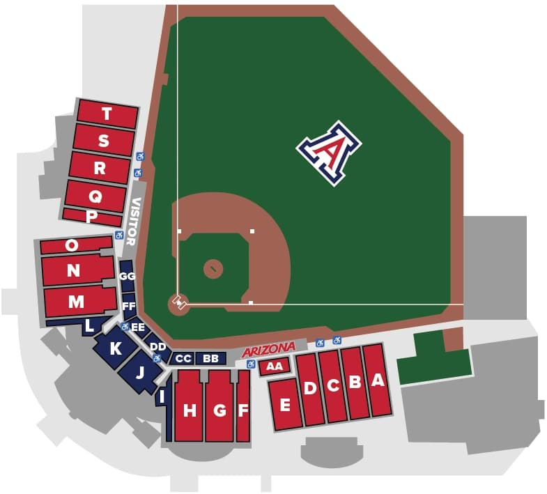 Hi Corbett Field: Seating chart, Hi Corbett Field — official accessibility seating diagram. Use the source chart for section and row details.
