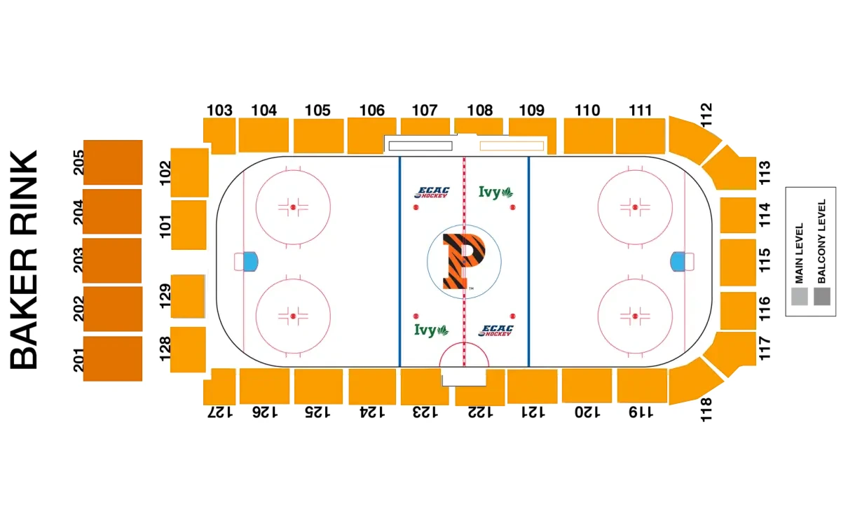 Hobey Baker Memorial Rink: Seating chart, Hobey Baker Memorial Rink — 2026–27 men’s hockey chart. Use the source chart for section and row details.