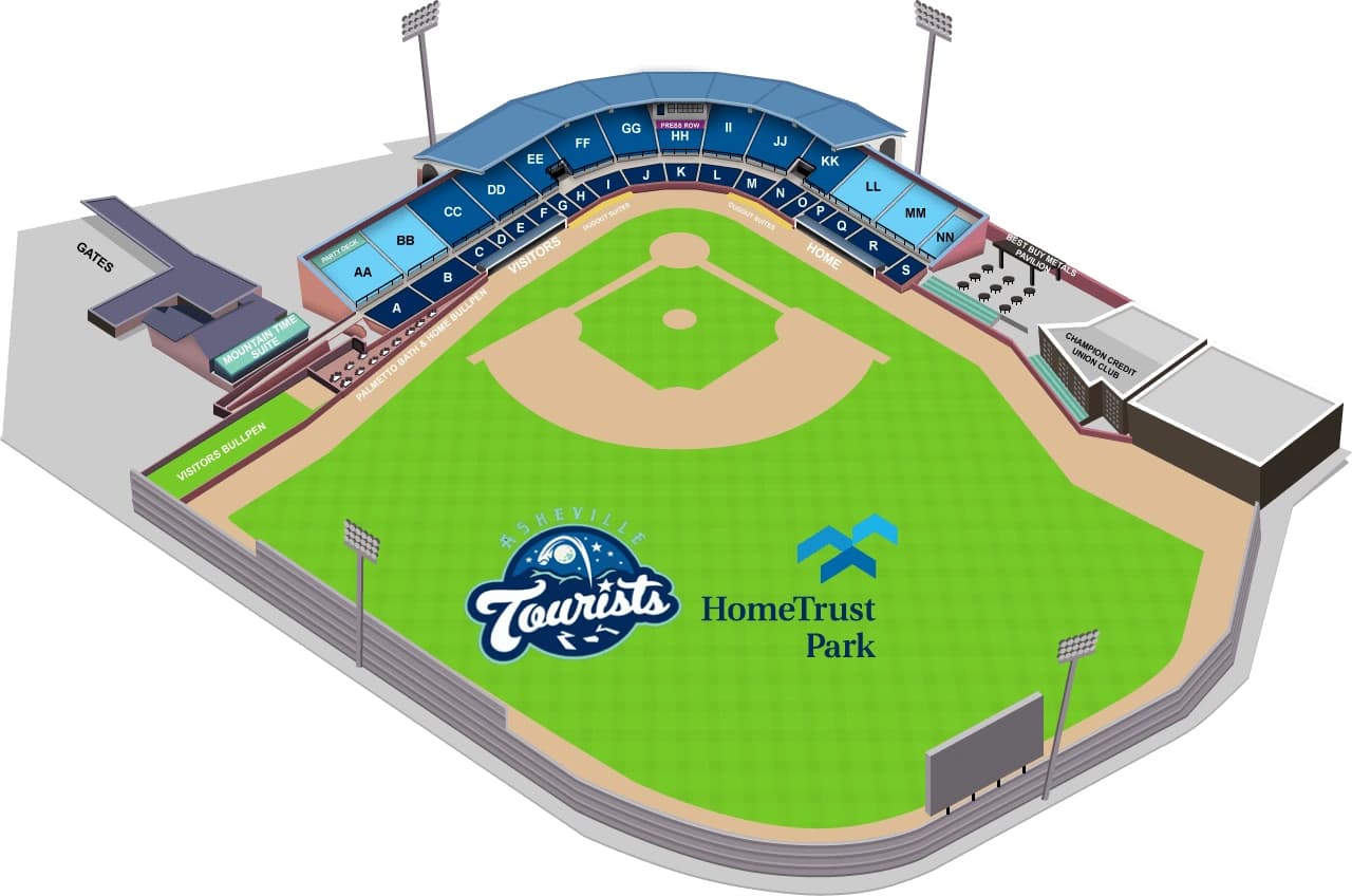HomeTrust Park: Seating chart, HomeTrust Park — current official-linked renovated seating layout. Use the source chart for section and row details.