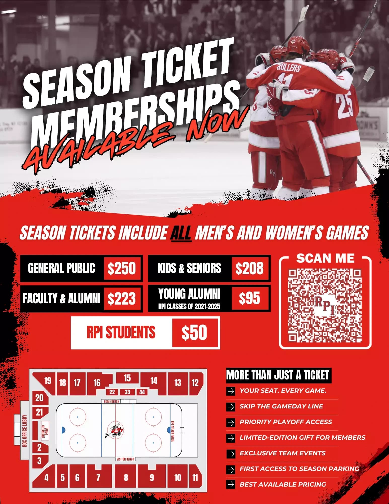 Houston Field House: Seating chart, Houston Field House — 2026–27 hockey seating reference. Use the source chart for section and row details.