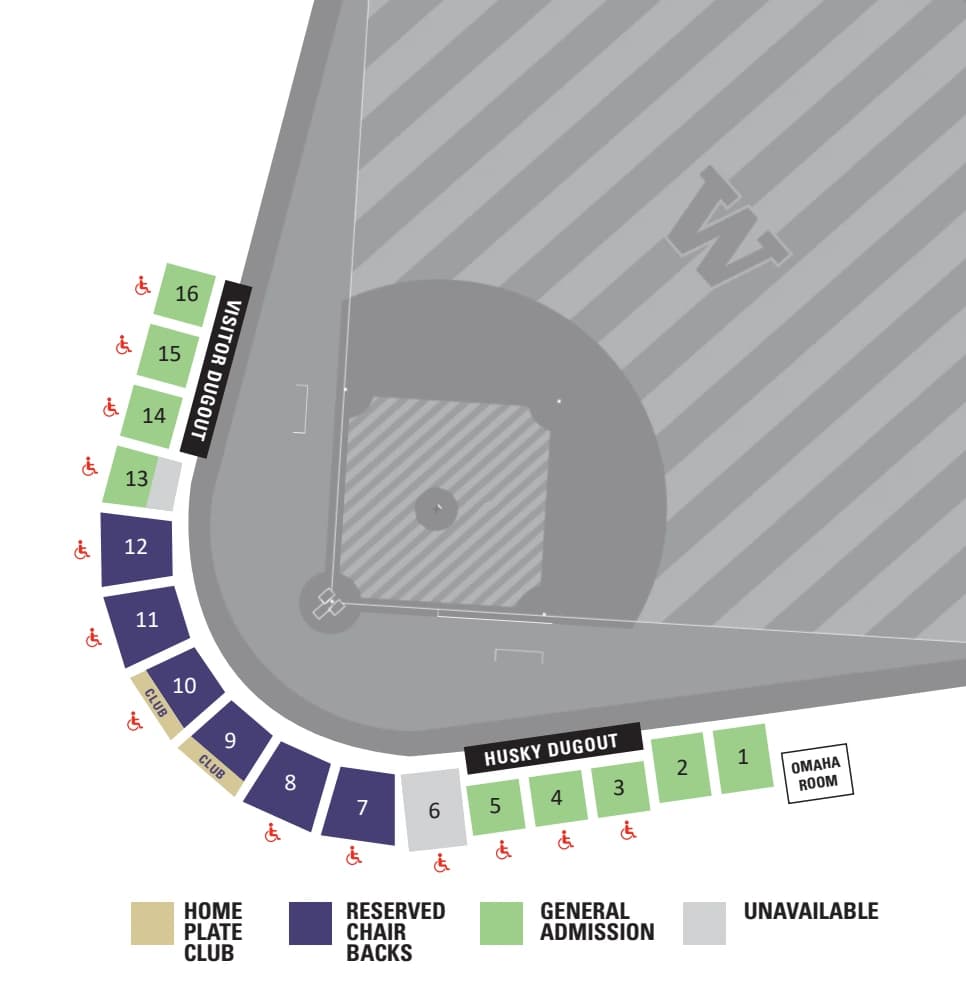 Husky Ballpark: Seating chart, Husky Ballpark — official dated seating reference. Use the source chart for section and row details.