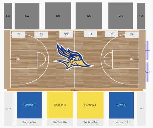 Icardo Center: Seating chart, Icardo Center — 2026–27 men’s basketball sections. Use the source chart for section and row details.