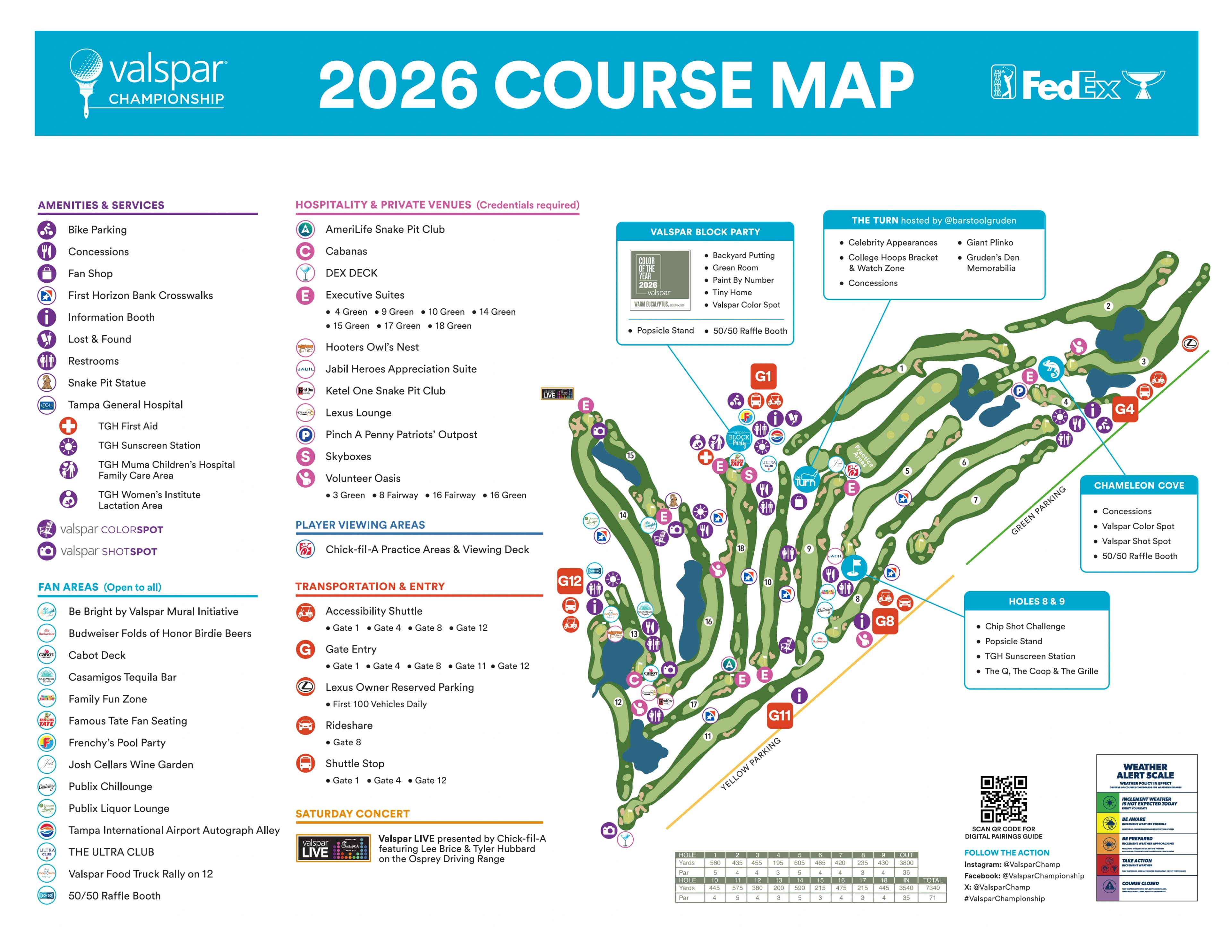Innisbrook Copperhead Course: Venue layout, March 2026 Valspar Championship · complete Copperhead spectator plan. Use the original map for routes and visitor facilities.