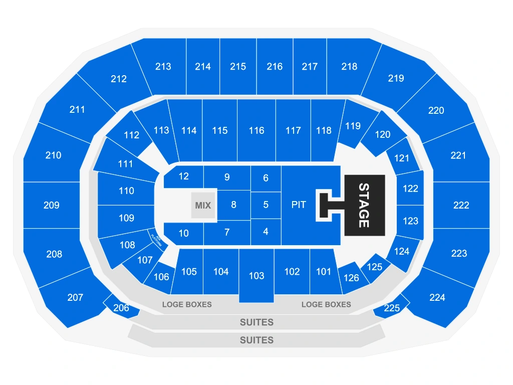 INTRUST Bank Arena: Seating chart, Seating Chart for Riley Green. Use the source chart for section and row details.