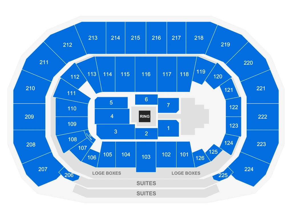 INTRUST Bank Arena: Seating chart, Seating Chart for WWE RAW & SMACKDOWN. Use the source chart for section and row details.