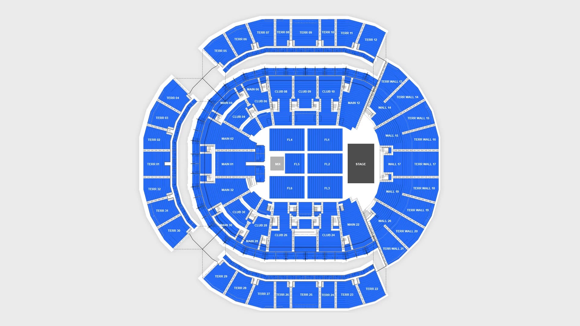 Intuit Dome: Seating chart, Concert · selected events. Use the source chart for section and row details.