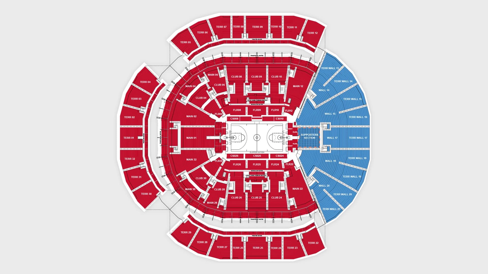 Intuit Dome: Seating chart, Basketball · LA Clippers. Use the source chart for section and row details.