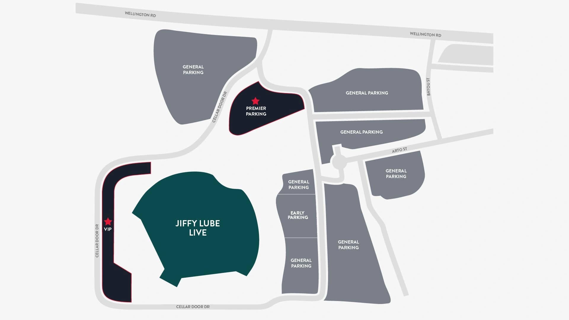 Jiffy Lube Live: Venue layout, Jiffy Lube Live · parking approaches. Use the original map for routes and visitor facilities.