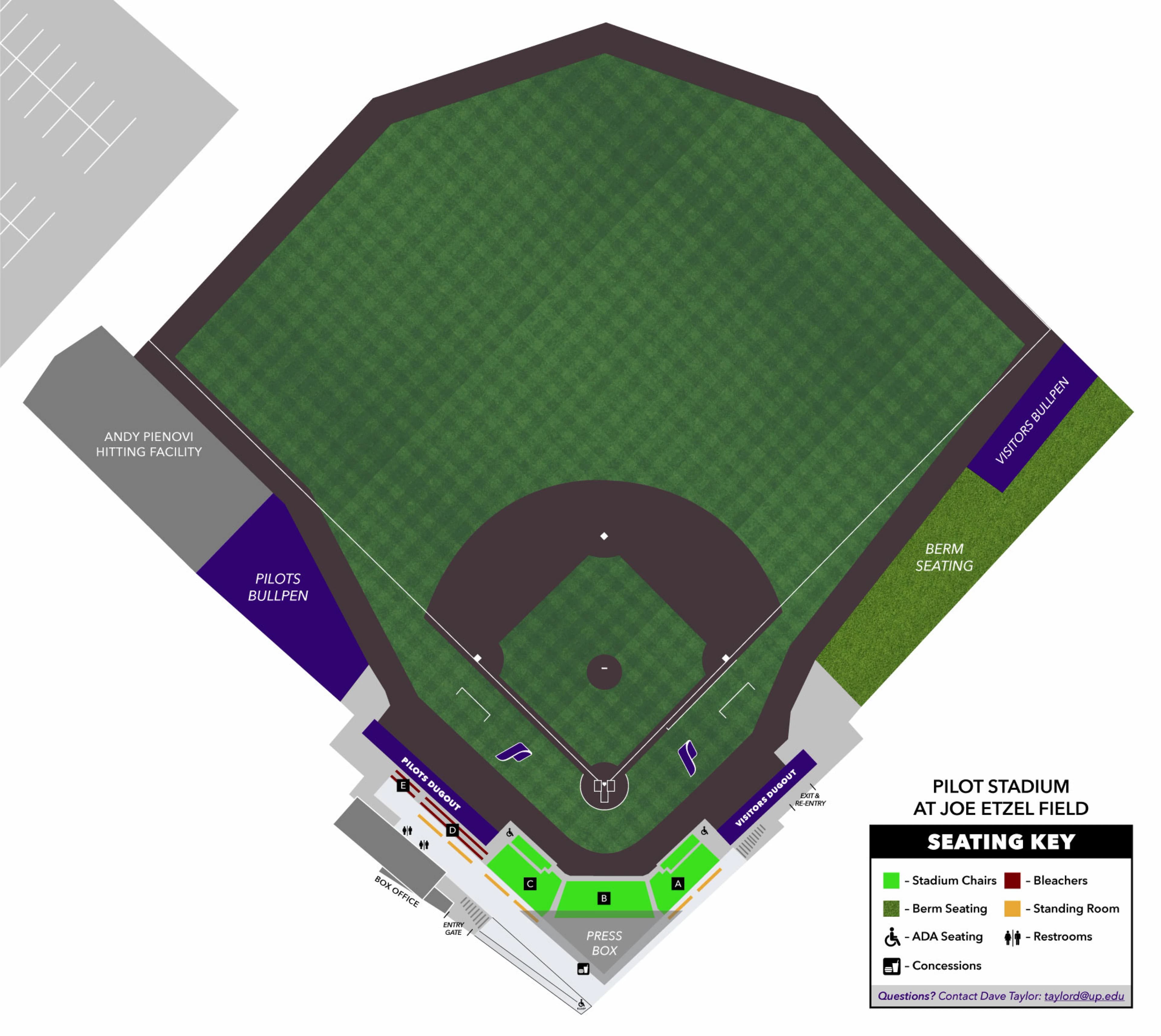 Joe Etzel Field: Seating chart, Joe Etzel Field — current official-linked 2022 lettered seating diagram. Use the source chart for section and row details.