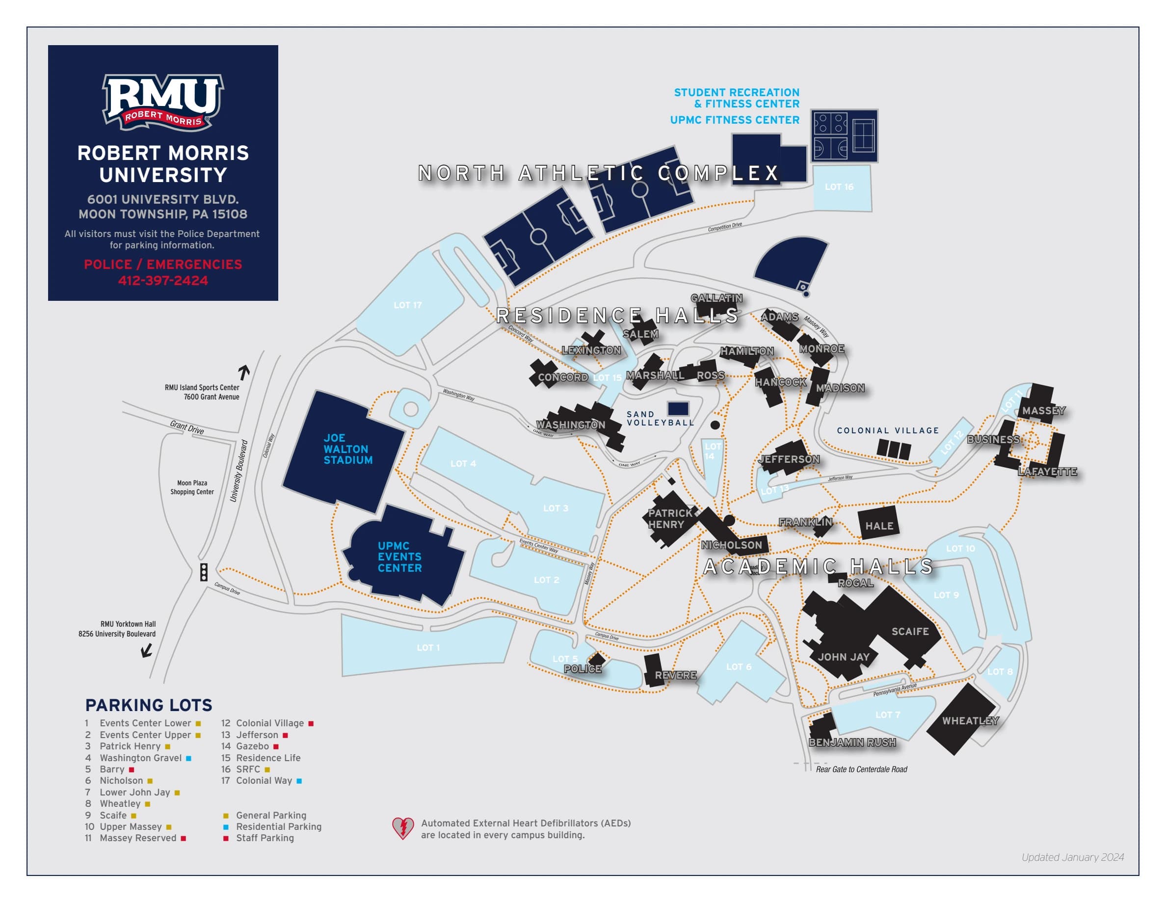 Joe Walton Stadium: Venue layout, Campus approach · 2024 university map. Use the original map for routes and visitor facilities.