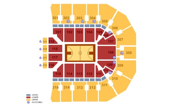 John Paul Jones Arena: Seating chart, John Paul Jones Arena — UVA basketball sections. Use the source chart for section and row details.