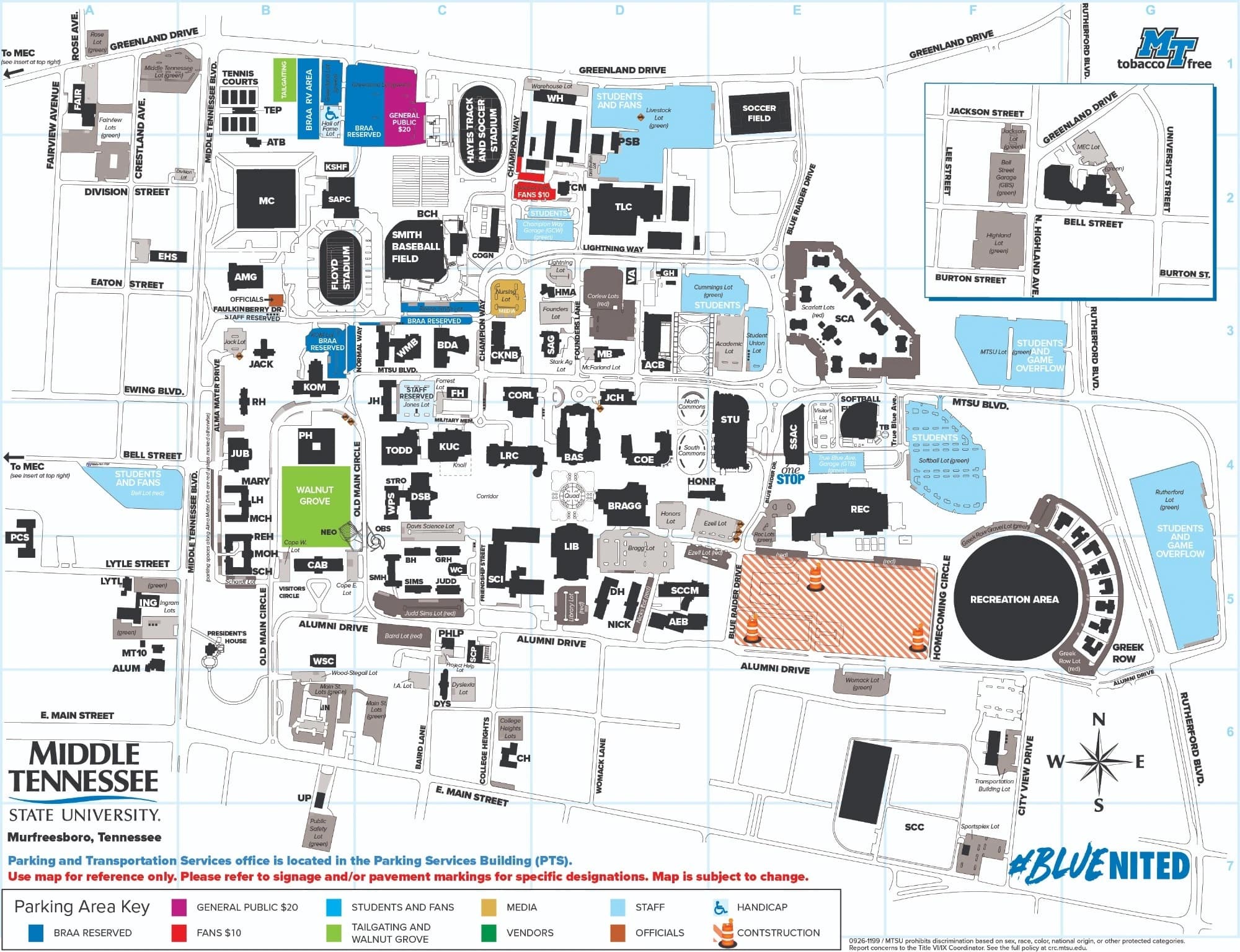 Johnny "Red" Floyd Stadium: Venue layout, Football parking · September 2026 update. Use the original map for routes and visitor facilities.