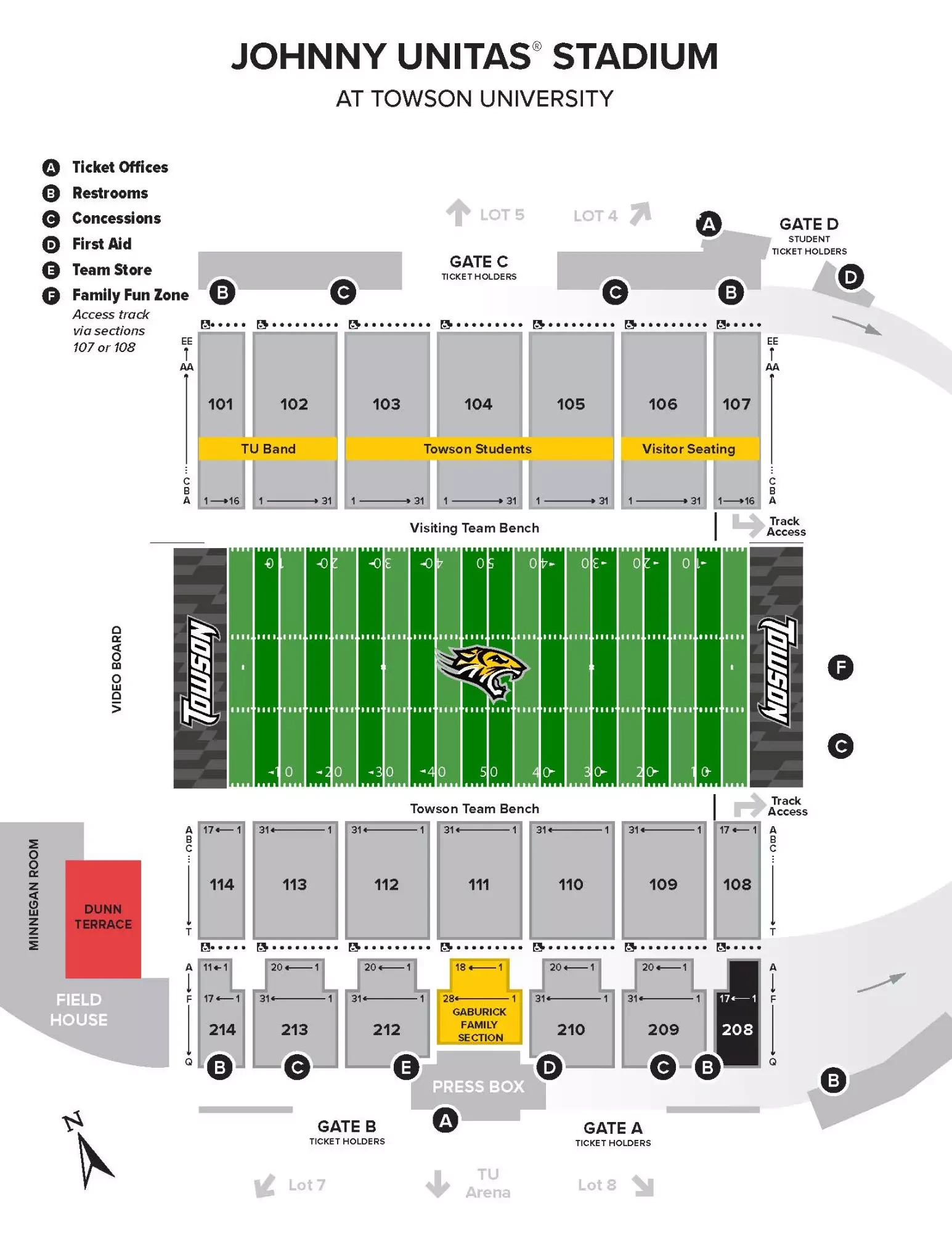 Johnny Unitas Stadium: Seating chart, Football seating · linked 2024 chart. Use the source chart for section and row details.