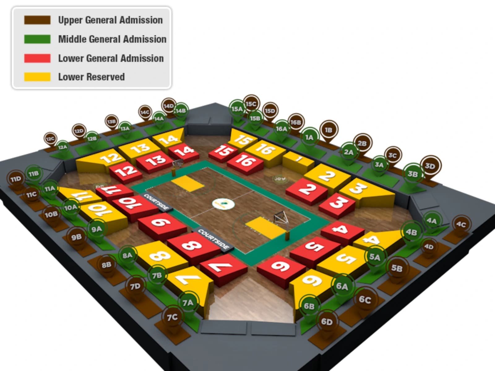 Joseph G. Echols Memorial Hall: Seating chart, 2018 reference · Echols Hall lower reserved and three general-admission tiers. Use the source chart for section and row details.