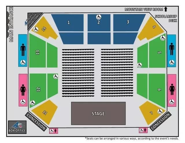 Kimmel Arena: Seating chart, Kimmel Arena — older concert seating layout. Use the source chart for section and row details.