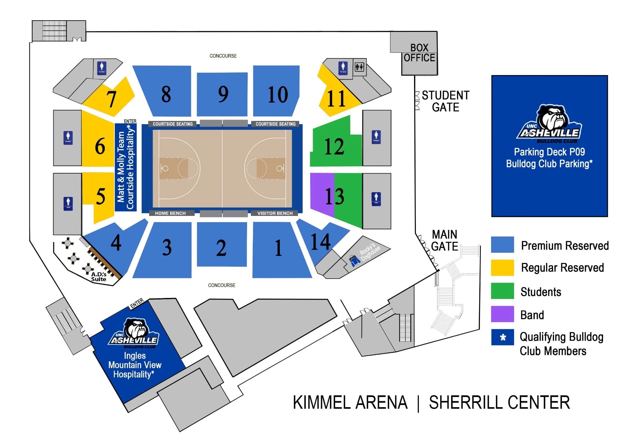 Kimmel Arena: Seating chart, Kimmel Arena — 2026–27 basketball sections. Use the source chart for section and row details.