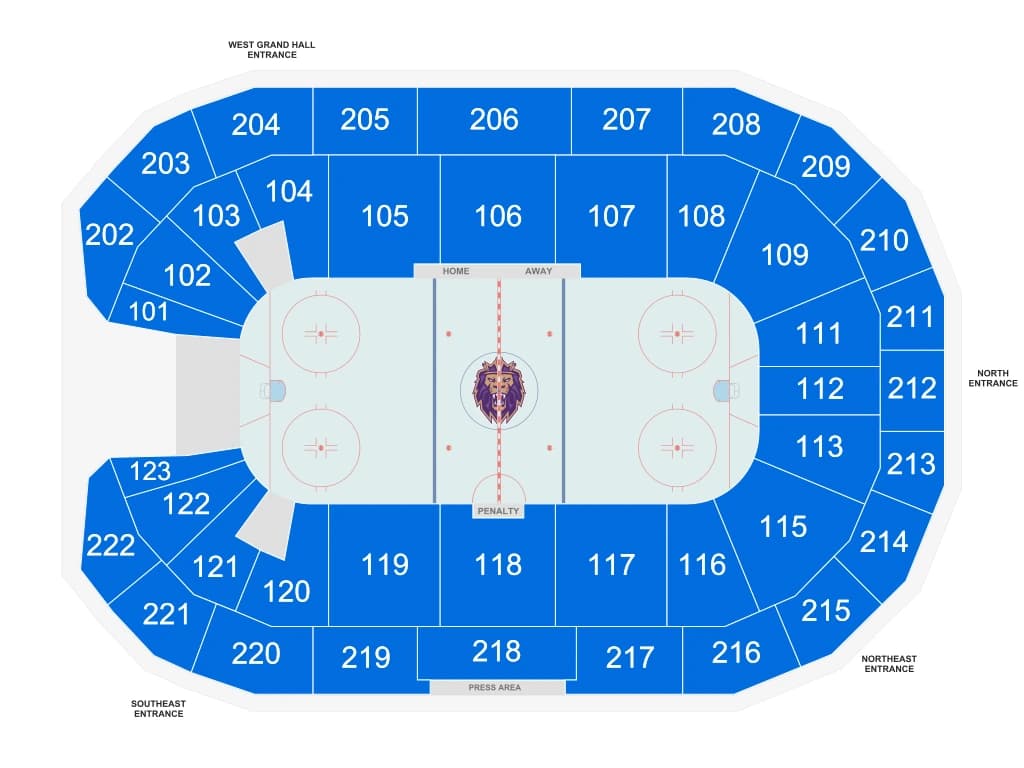 Landers Center: Seating chart, Landers Center — Monarchs vs. Baton Rouge, October 23, 2026. Use the source chart for section and row details.