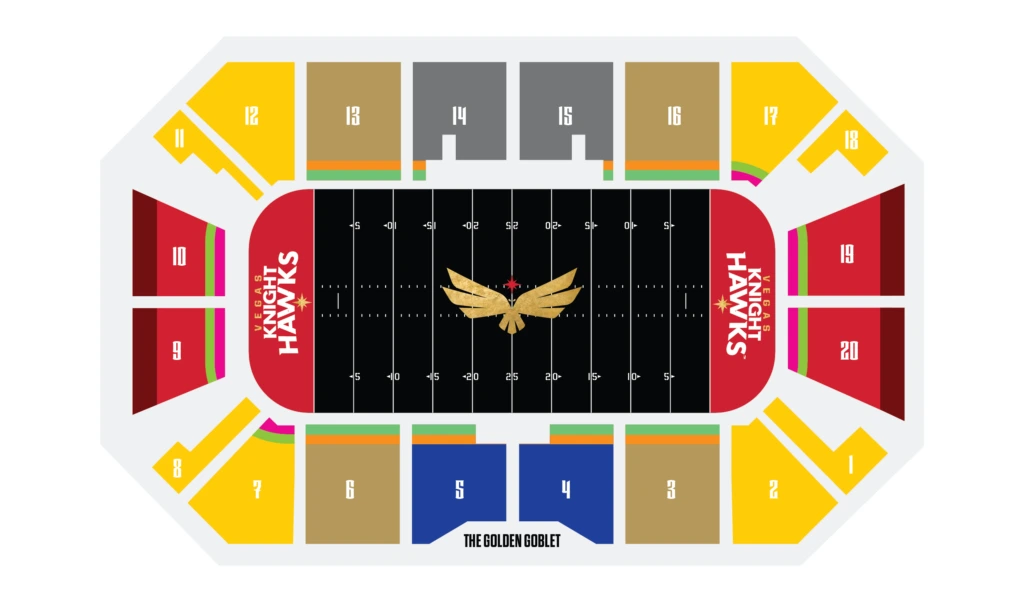 Lee's Family Forum: Seating chart, Football. Use the source chart for section and row details.
