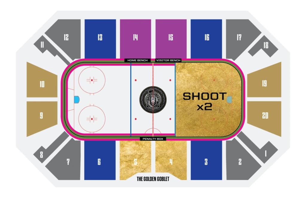 Lee's Family Forum: Seating chart, Hockey. Use the source chart for section and row details.
