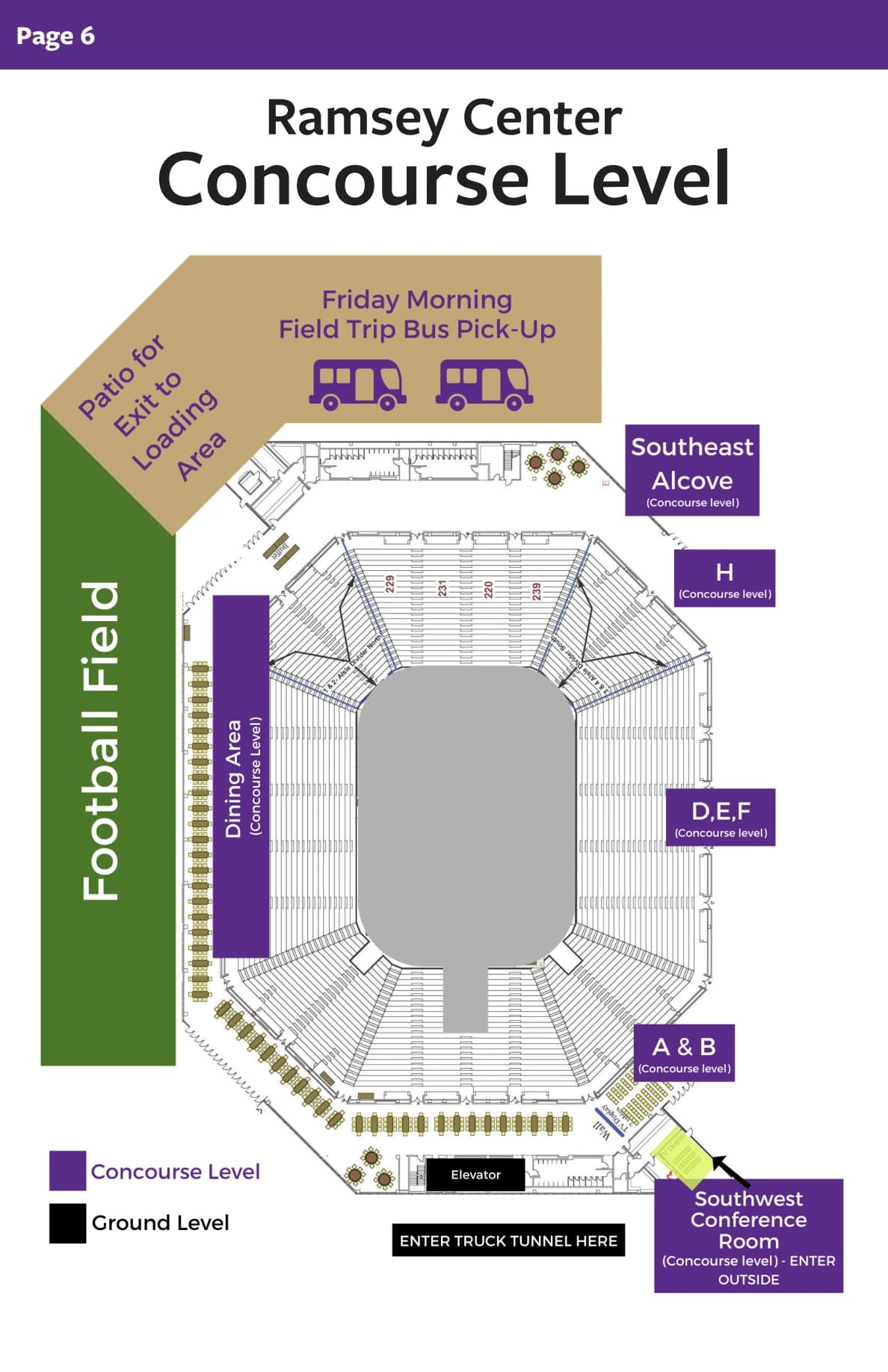 Liston B. Ramsey Regional Activity Center: Venue layout, 2025 conference concourse orientation · event example. Use the original map for routes and visitor facilities.