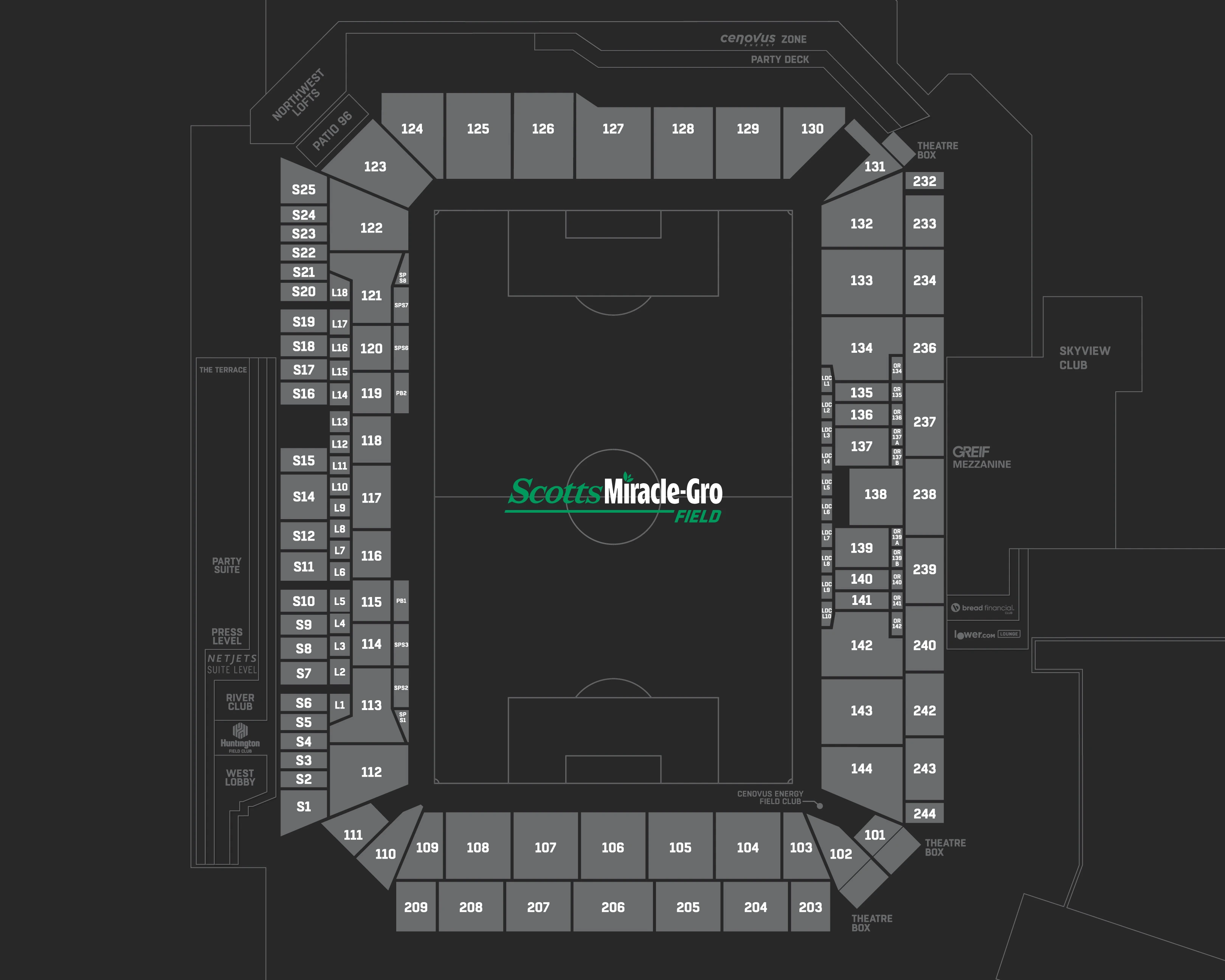 ScottsMiracle-Gro Field: Seating chart, ScottsMiracle-Gro Field — official 2026 Crew seating plan. Use the source chart for section and row details.