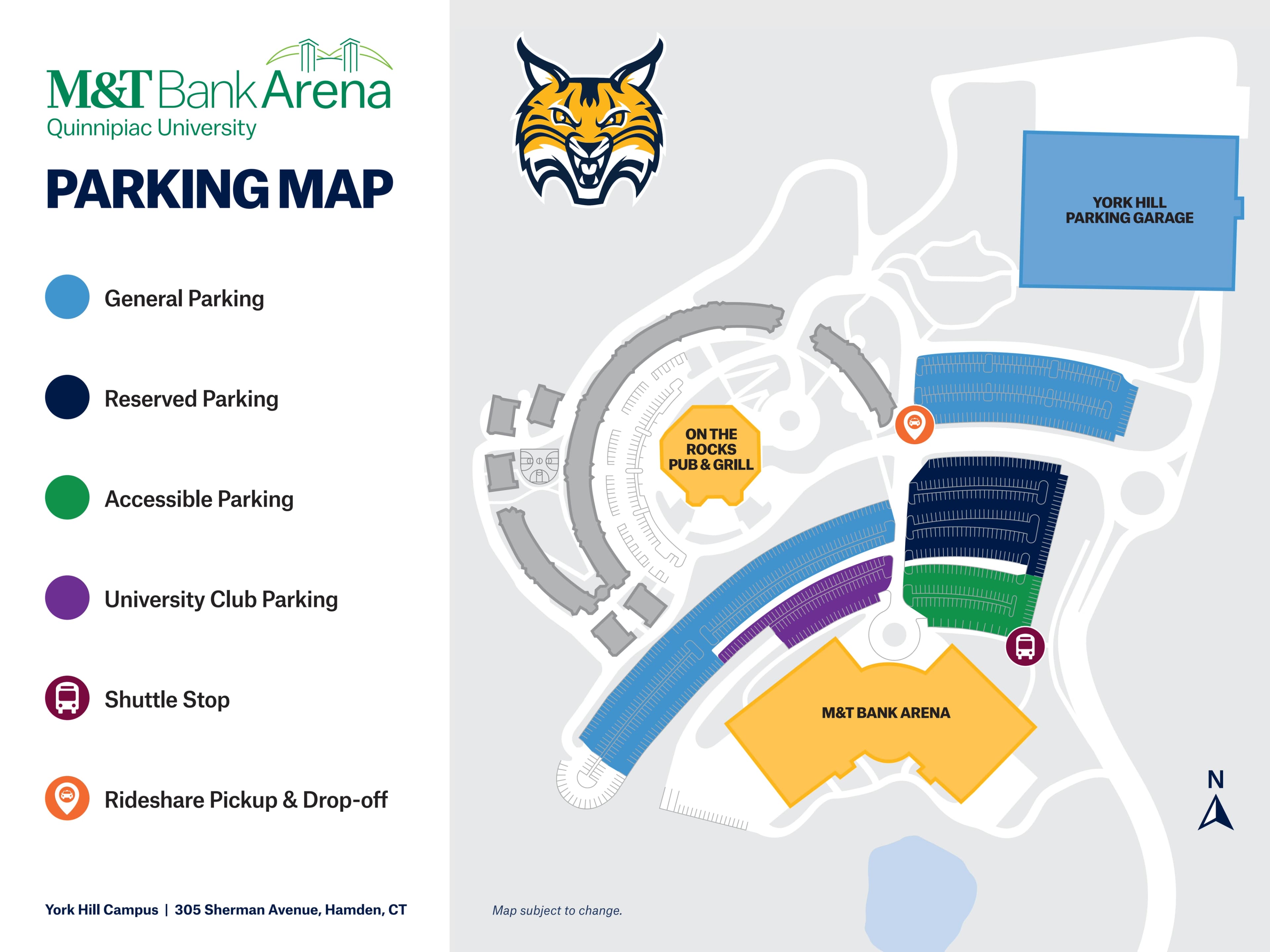 M&T Bank Arena: Venue layout, M&T Bank Arena — October 2026 game-day parking. Use the original map for routes and visitor facilities.