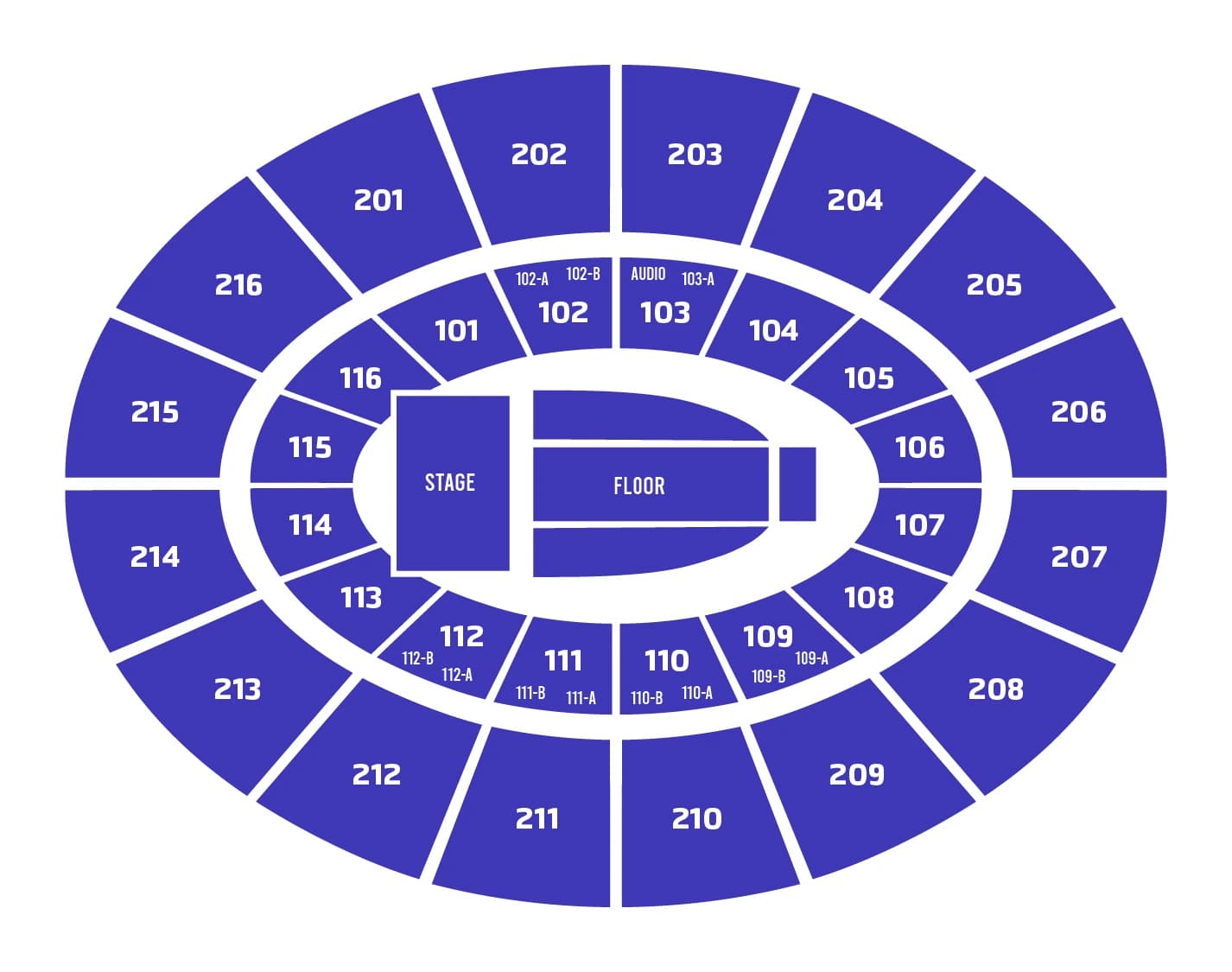 Mabee Center: Seating chart, Full End Arena; 2025 source. Use the source chart for section and row details.