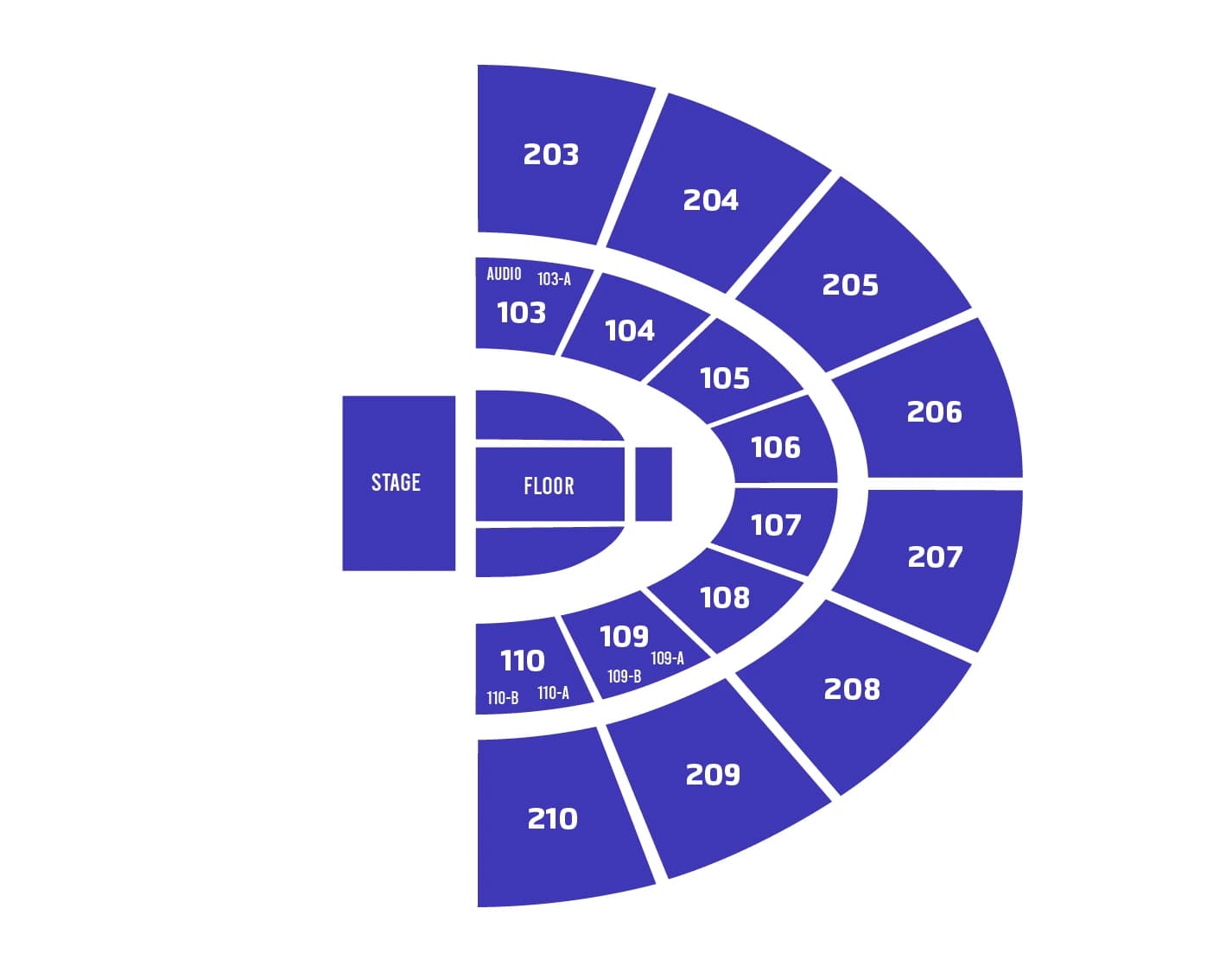 Mabee Center: Seating chart, Half End Arena; 2025 source. Use the source chart for section and row details.