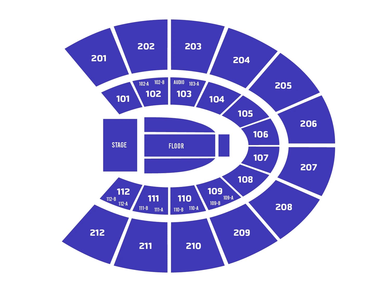 Mabee Center: Seating chart, Expanded End Arena; 2025 source. Use the source chart for section and row details.