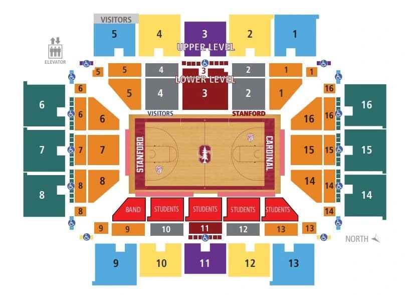 Maples Pavilion: Seating chart, Maples Pavilion — men’s basketball sections, 2022 reference. Use the source chart for section and row details.