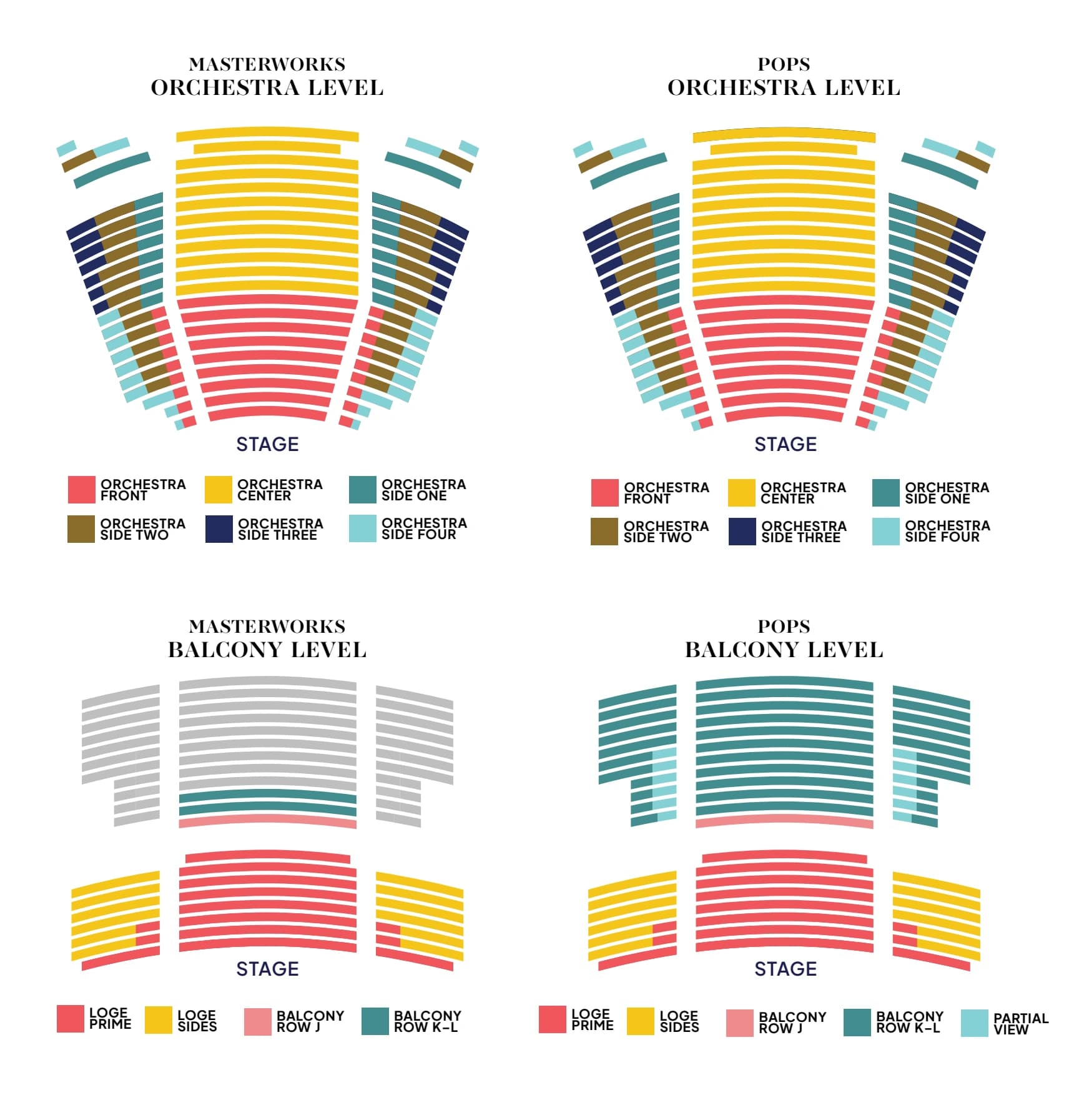 Martin Woldson Theater at The Fox: Seating chart, The Fox Spokane — 2026–27 Masterworks and Pops seating zones. Use the source chart for section and row details.