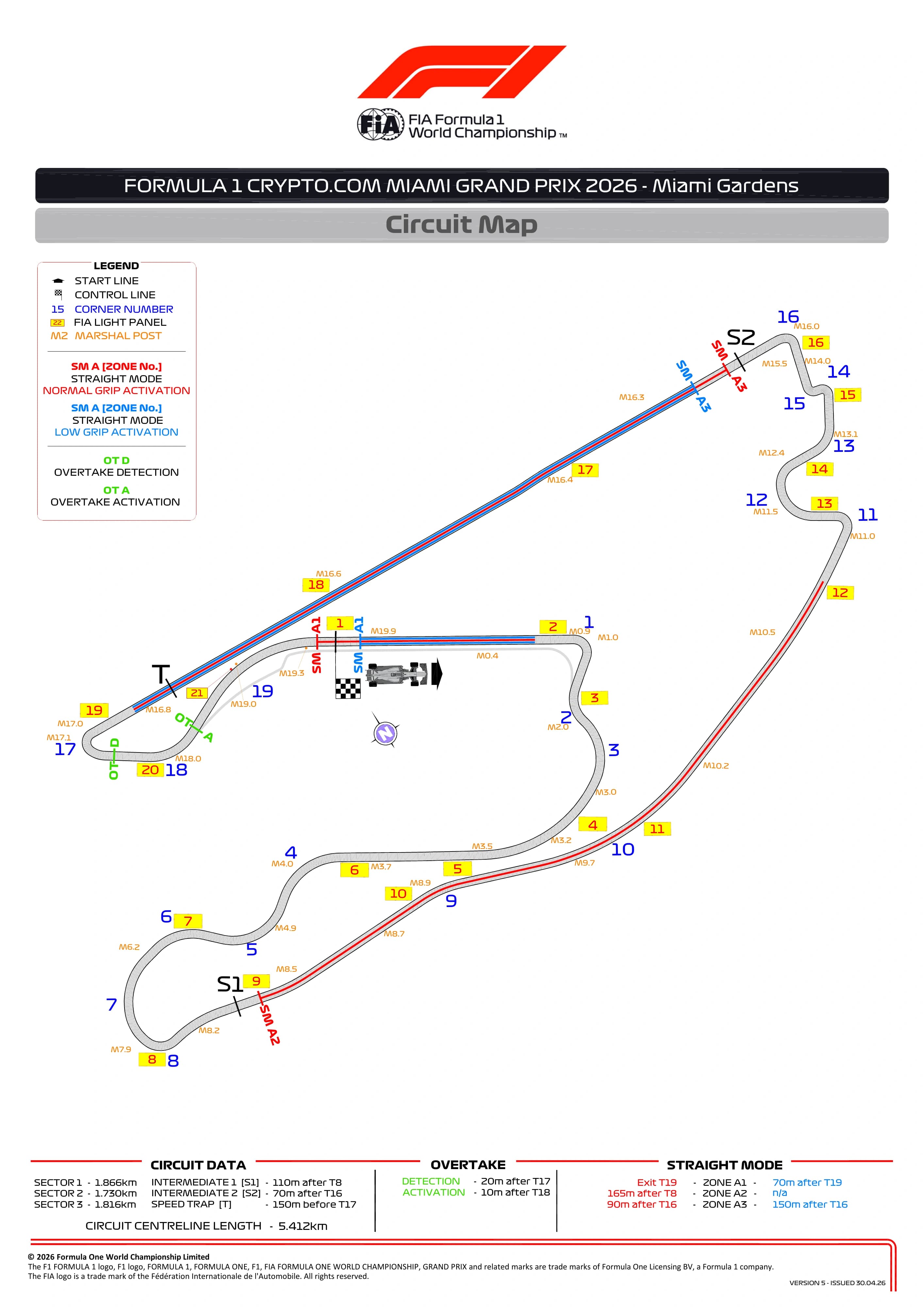 Miami International Autodrome: Venue layout, 2026 Miami Grand Prix · circuit orientation, PDF page 2. Use the original map for routes and visitor facilities.