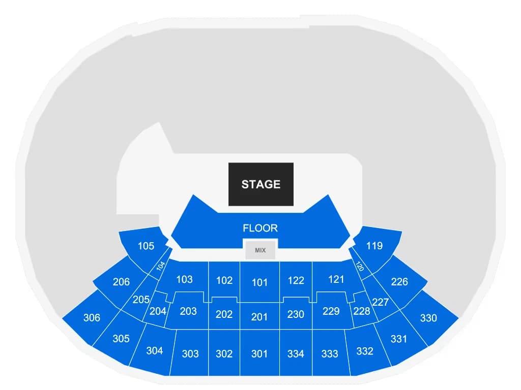 Moda Center: Seating chart, Moda Center — Theater of the Clouds configuration. Use the source chart for section and row details.
